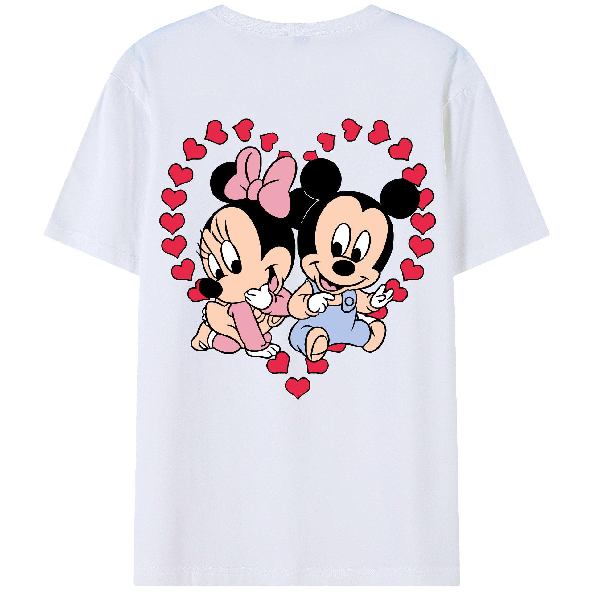 ミッキーマウス Mickey Mouse 綿100％ メンズ半袖Tシャツ（バックプリント） 通気性