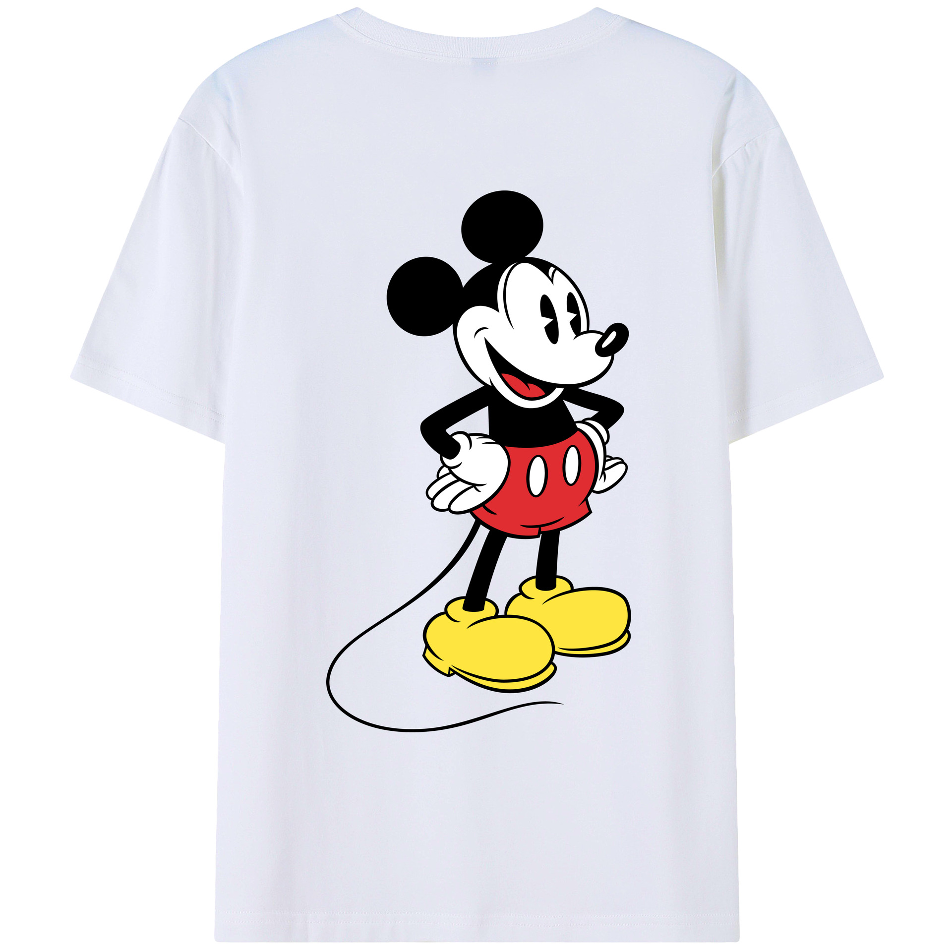 ミッキーマウス Mickey Mouse 綿100％ メンズ半袖Tシャツ（バックプリント） 通気性