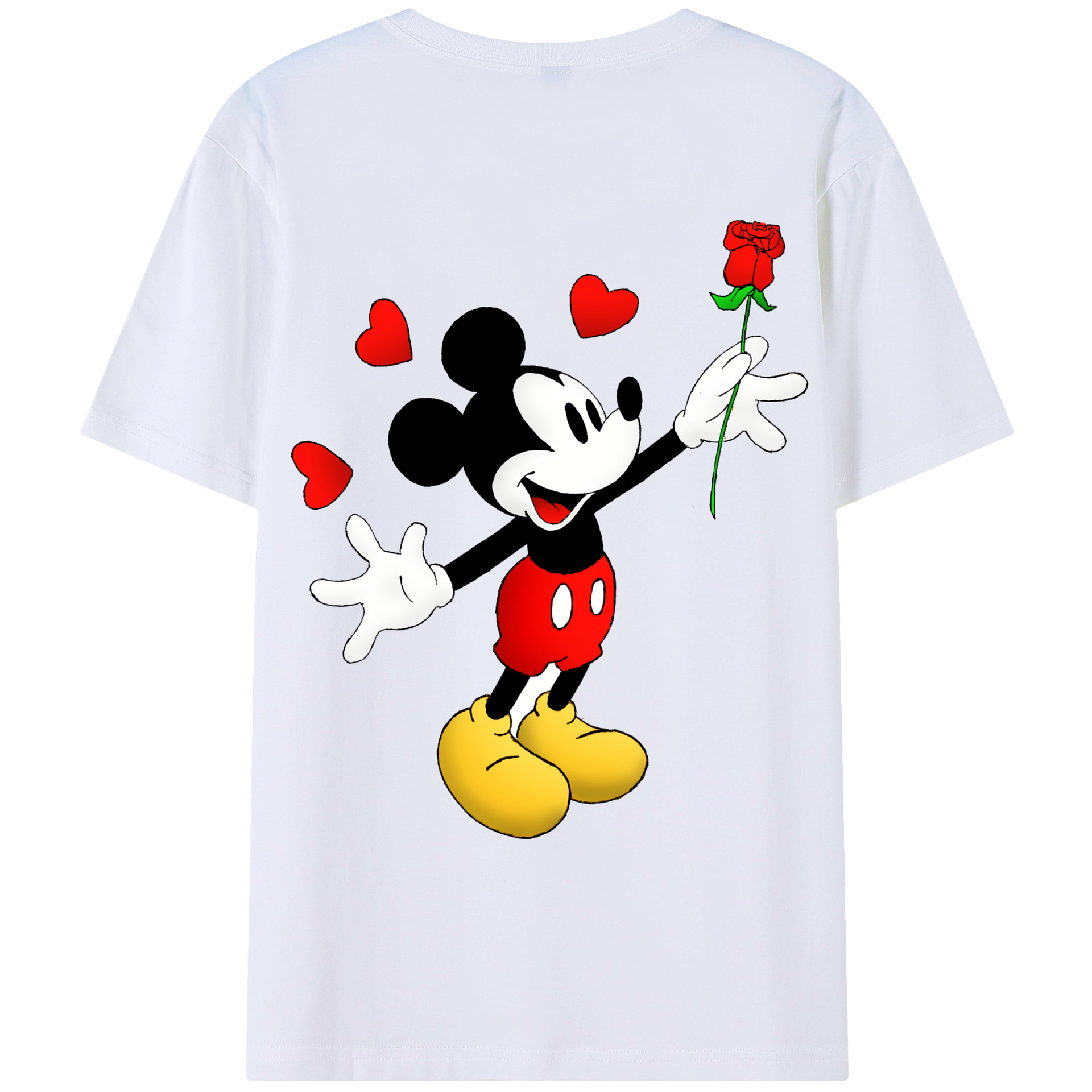 ミッキーマウス Mickey Mouse 綿100％ メンズ半袖Tシャツ（バックプリント） 通気性