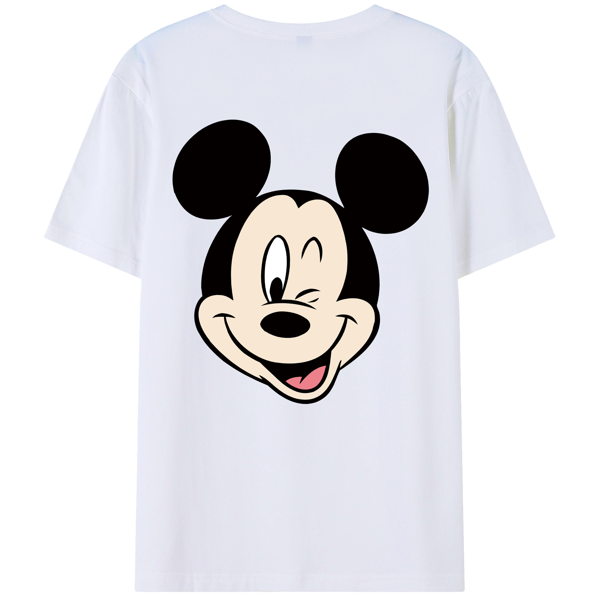 ミッキーマウス Mickey Mouse 綿100％ メンズ半袖Tシャツ（バックプリント） 通気性