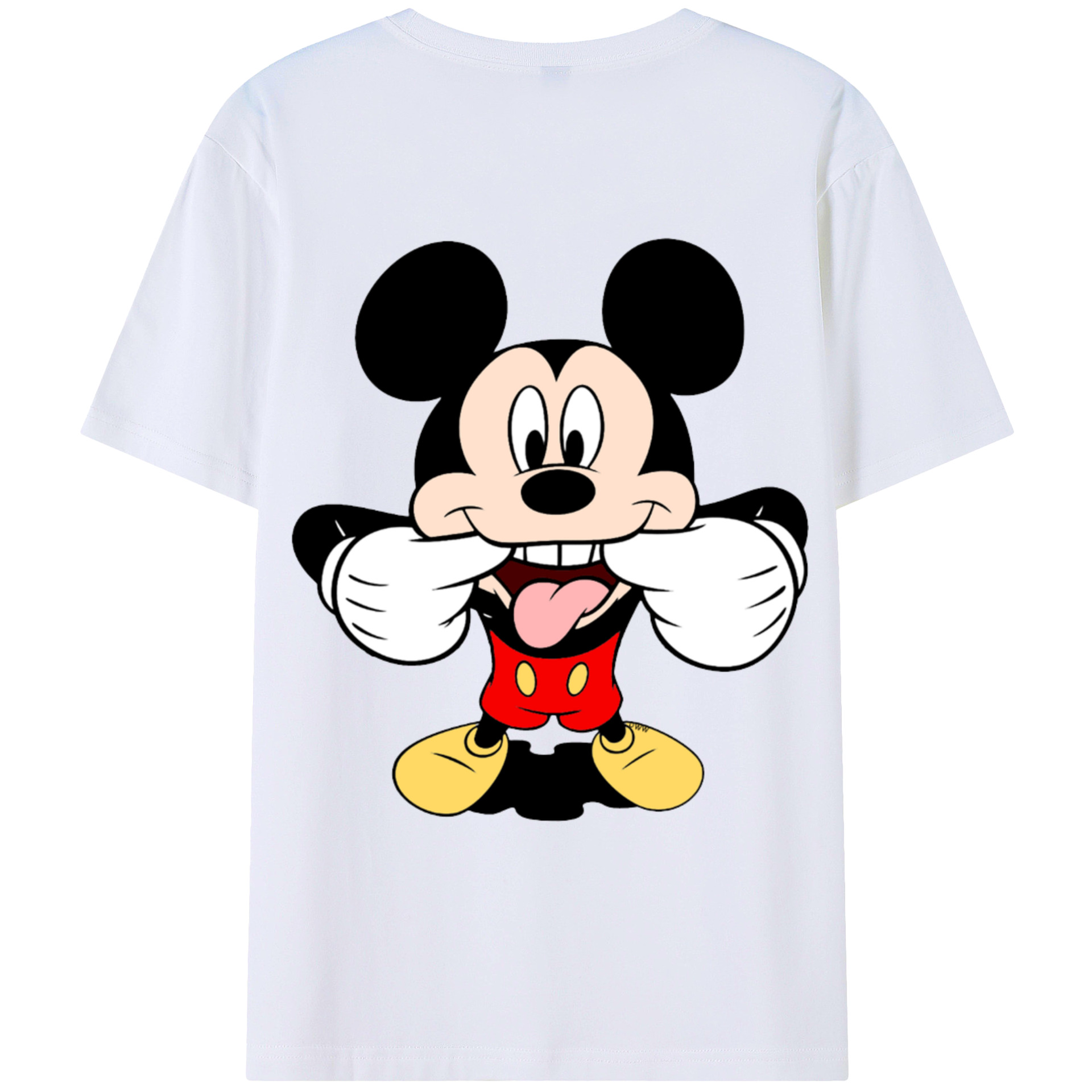 ミッキーマウス Mickey Mouse 綿100％ メンズ半袖Tシャツ（バックプリント） 通気性