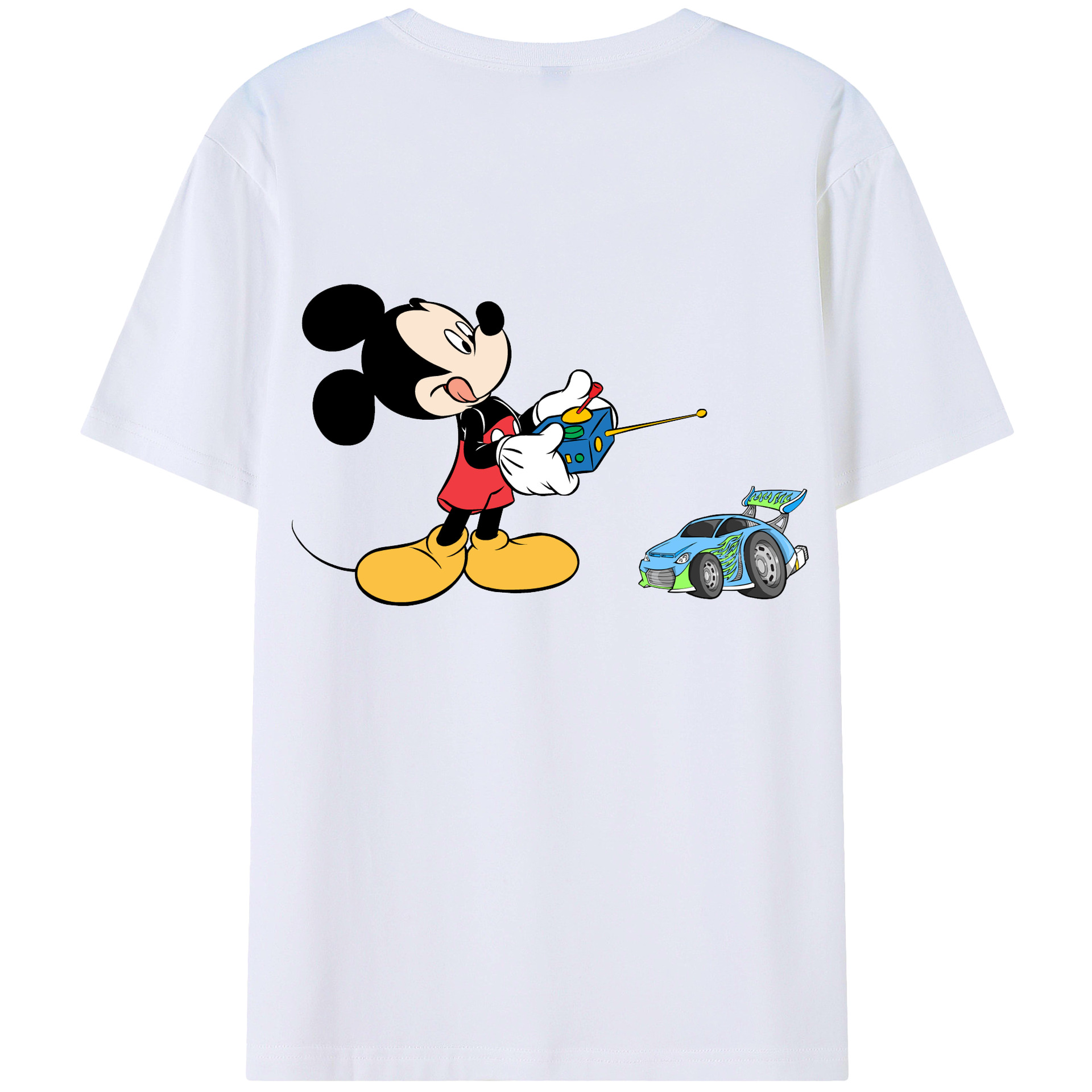 ミッキーマウス Mickey Mouse 綿100％ メンズ半袖Tシャツ（バックプリント） 通気性