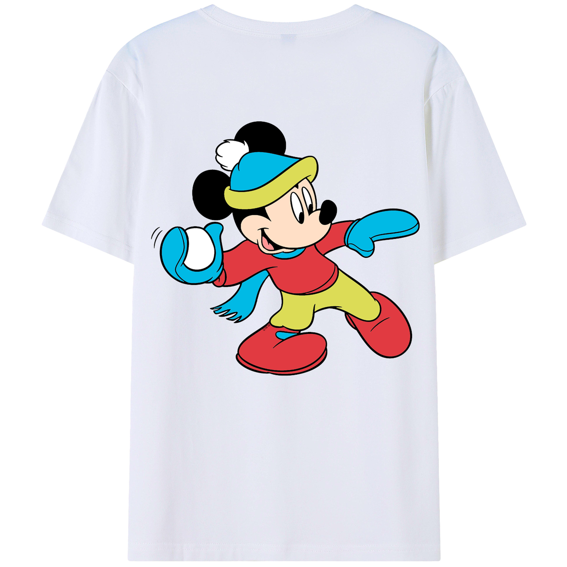 ミッキーマウス Mickey Mouse 綿100％ メンズ半袖Tシャツ（バックプリント） 通気性