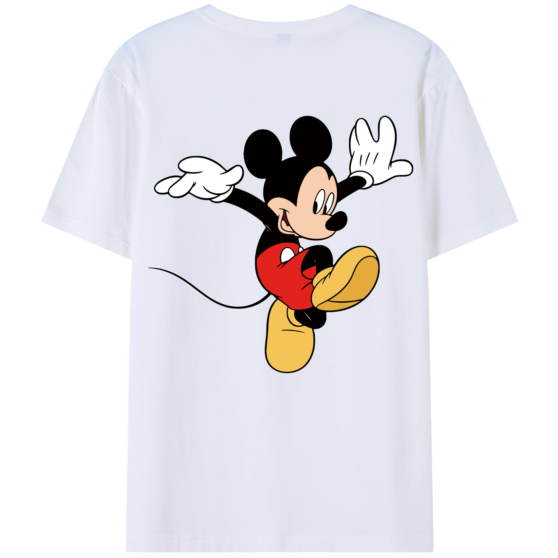 ミッキーマウス Mickey Mouse 綿100％ メンズ半袖Tシャツ（バックプリント） 通気性