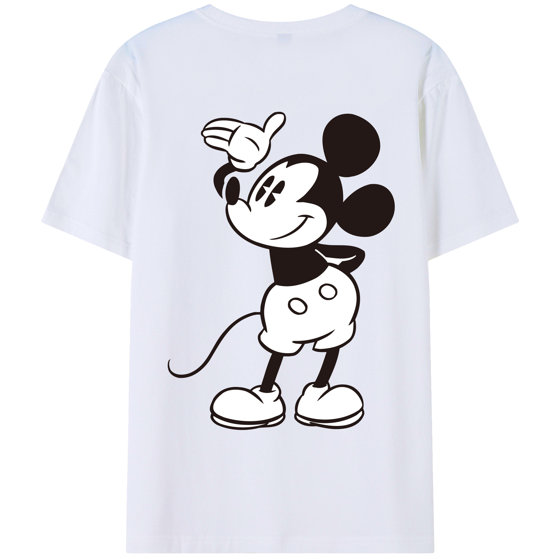 ミッキーマウス Mickey Mouse 綿100％ メンズ半袖Tシャツ（バックプリント） 通気性