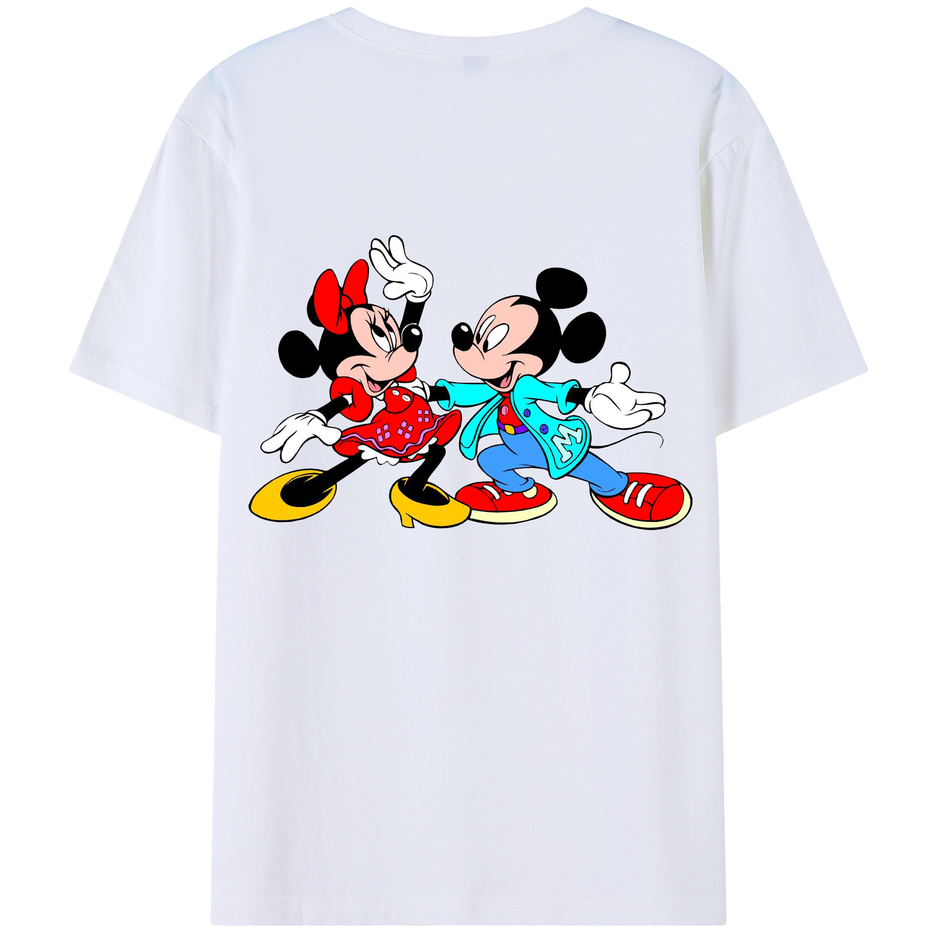 ミッキーマウス Mickey Mouse 綿100％ メンズ半袖Tシャツ（バックプリント） 通気性