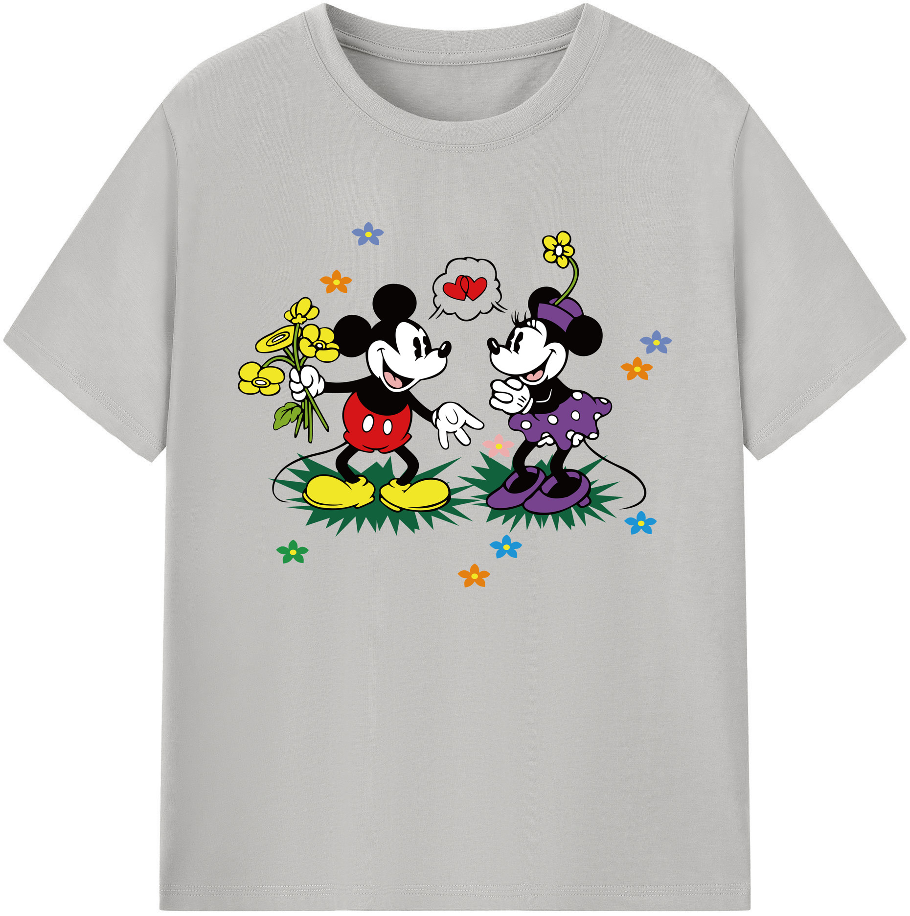 ミッキーマウス Mickey Mouse 綿100％ メンズ半袖Tシャツ｜肌触りやわらか＆通気性
