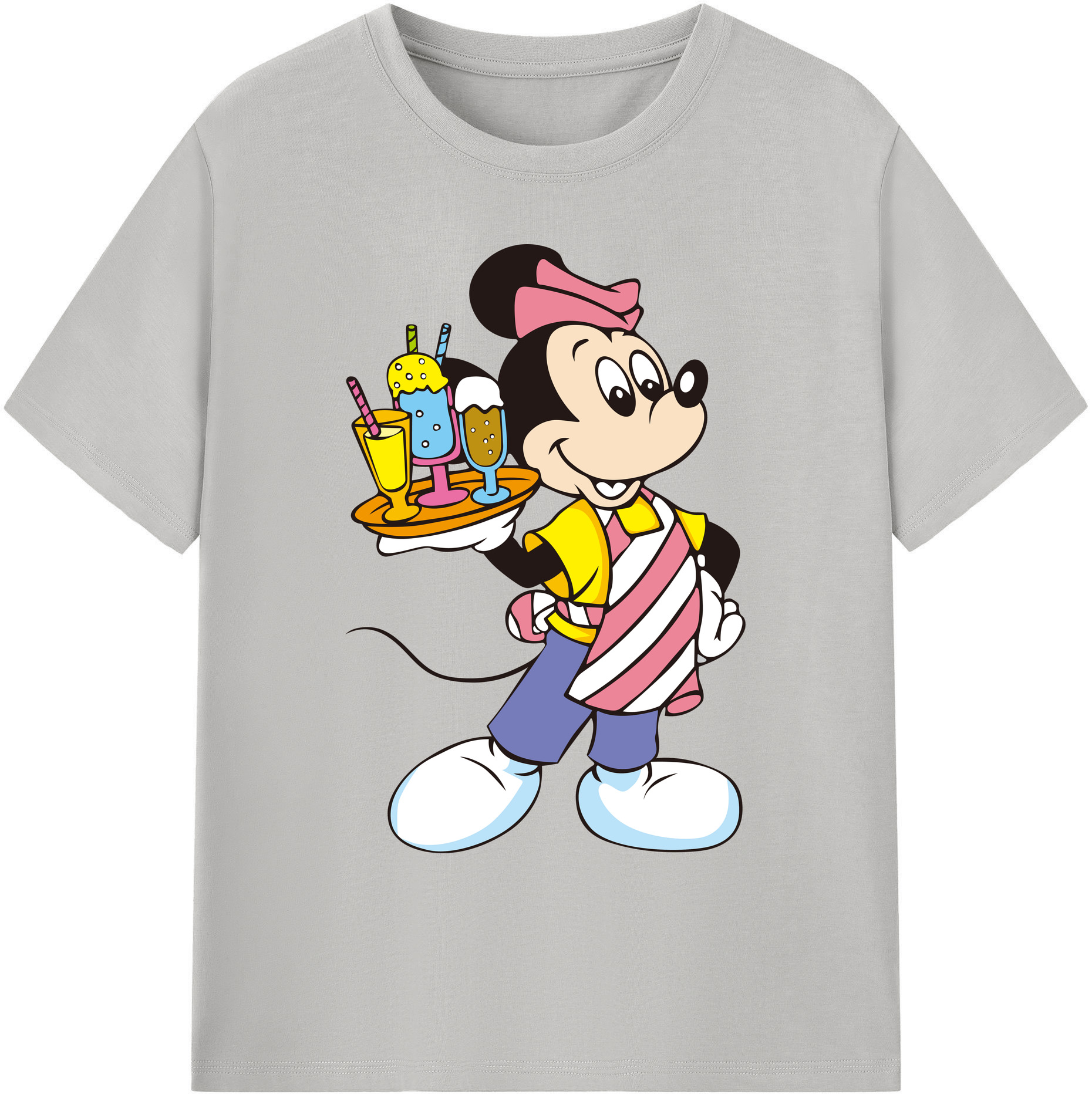 ミッキーマウス Mickey Mouse 綿100％ メンズ半袖Tシャツ｜肌触りやわらか＆通気性
