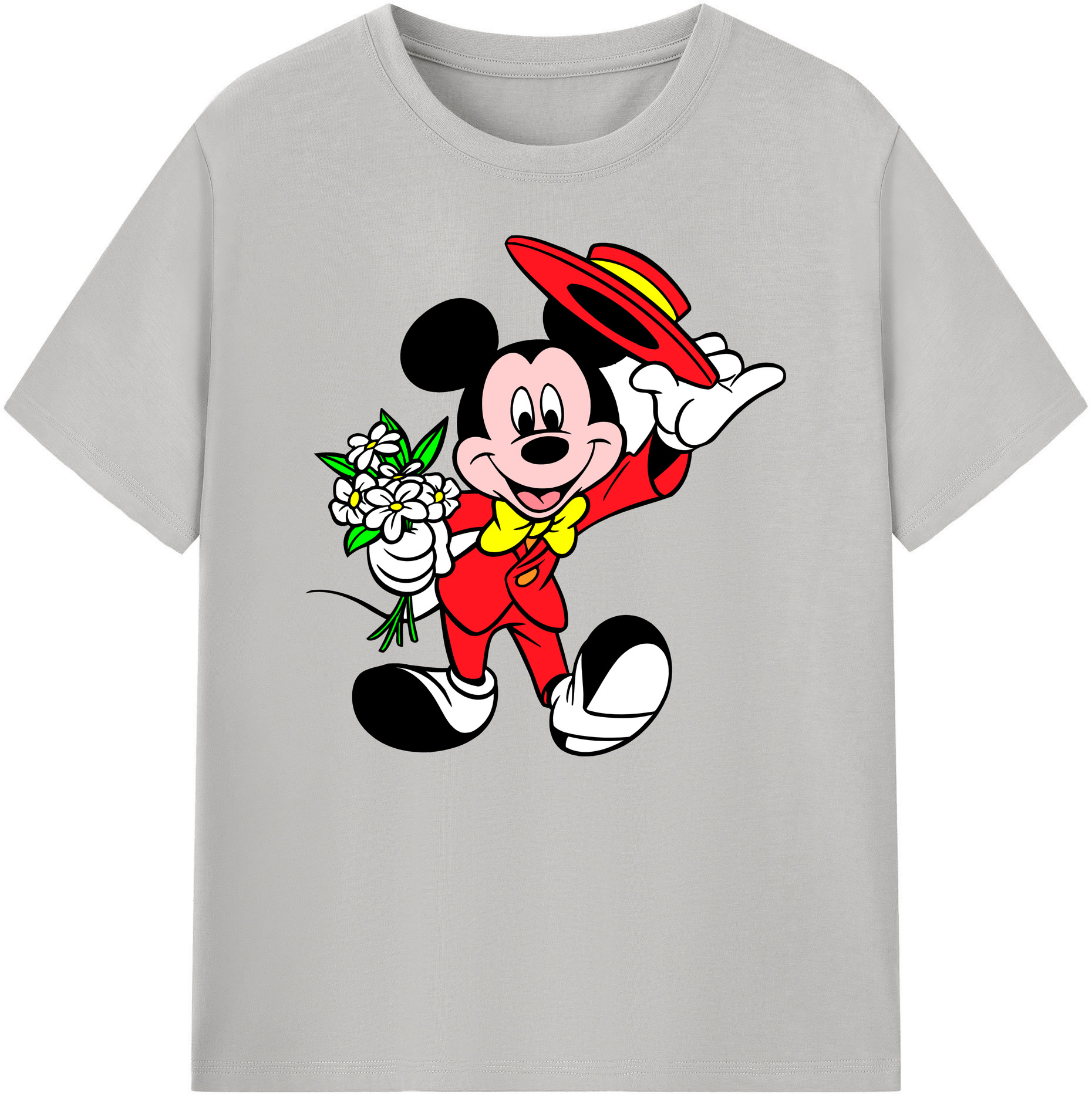 ミッキーマウス Mickey Mouse 綿100％ メンズ半袖Tシャツ｜肌触りやわらか＆通気性