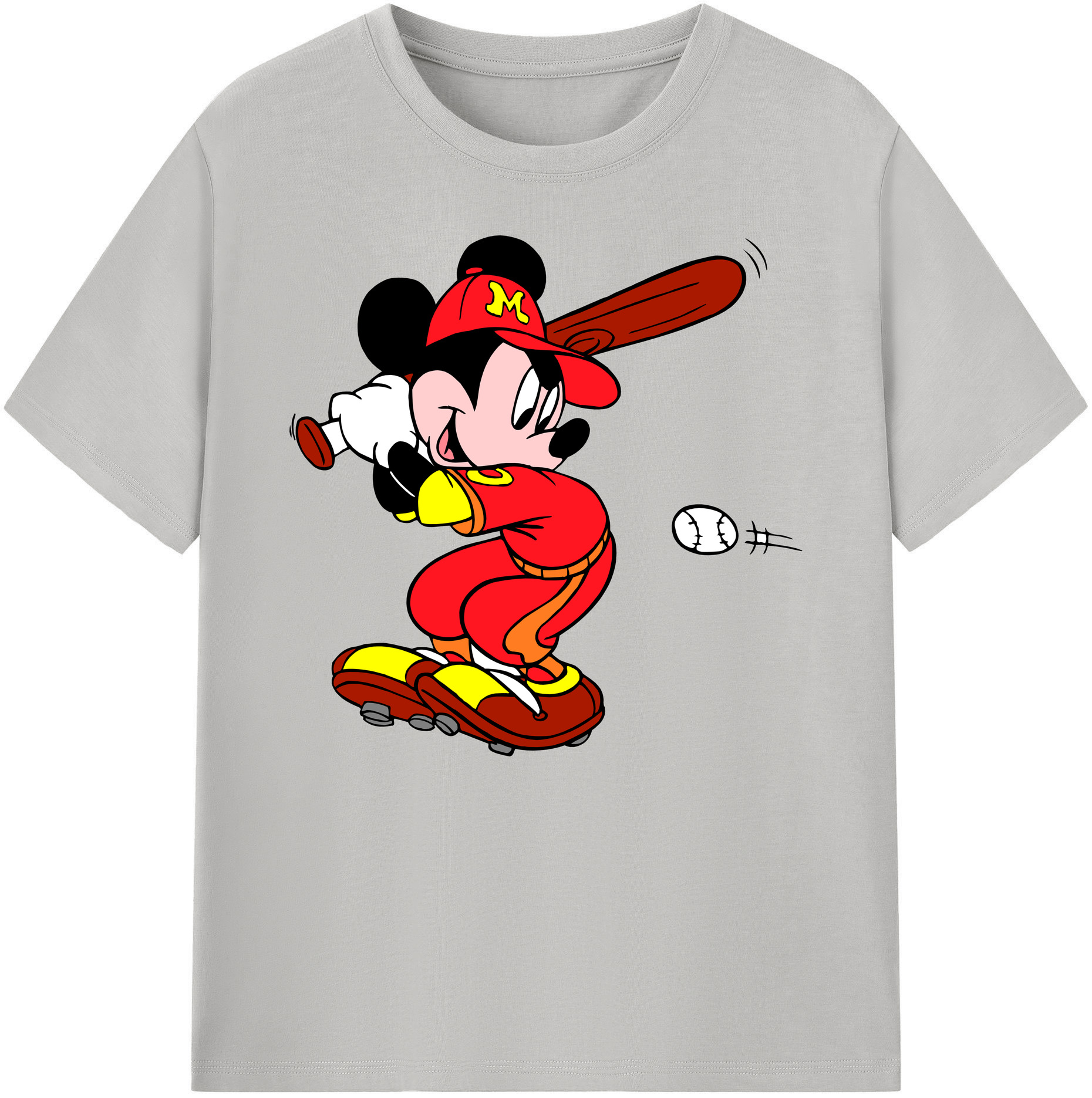ミッキーマウス Mickey Mouse 綿100％ メンズ半袖Tシャツ｜肌触りやわらか＆通気性