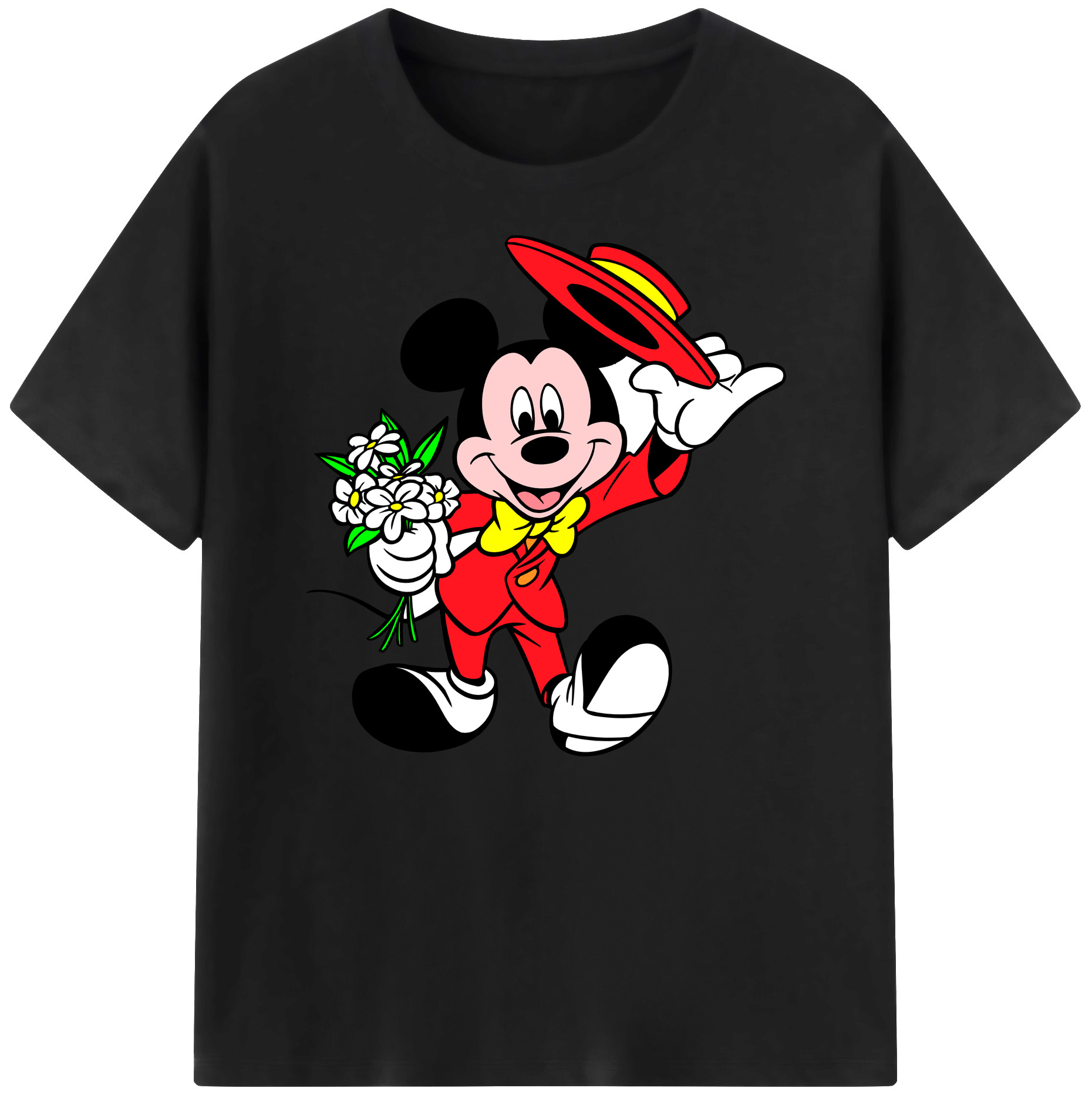 ミッキーマウス Mickey Mouse 綿100％ メンズ半袖Tシャツ｜肌触りやわらか＆通気性