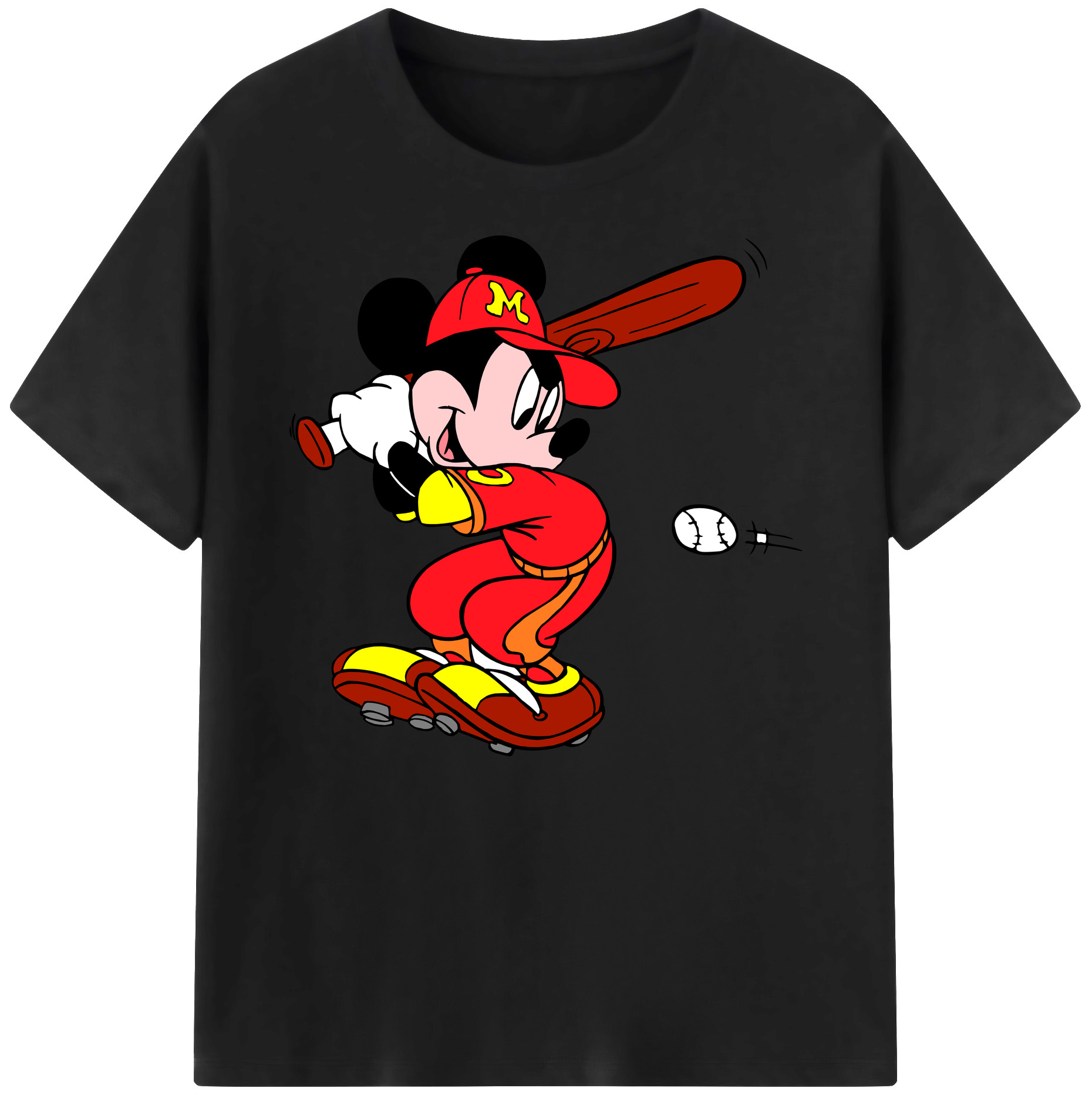 ミッキーマウス Mickey Mouse 綿100％ メンズ半袖Tシャツ｜肌触りやわらか＆通気性
