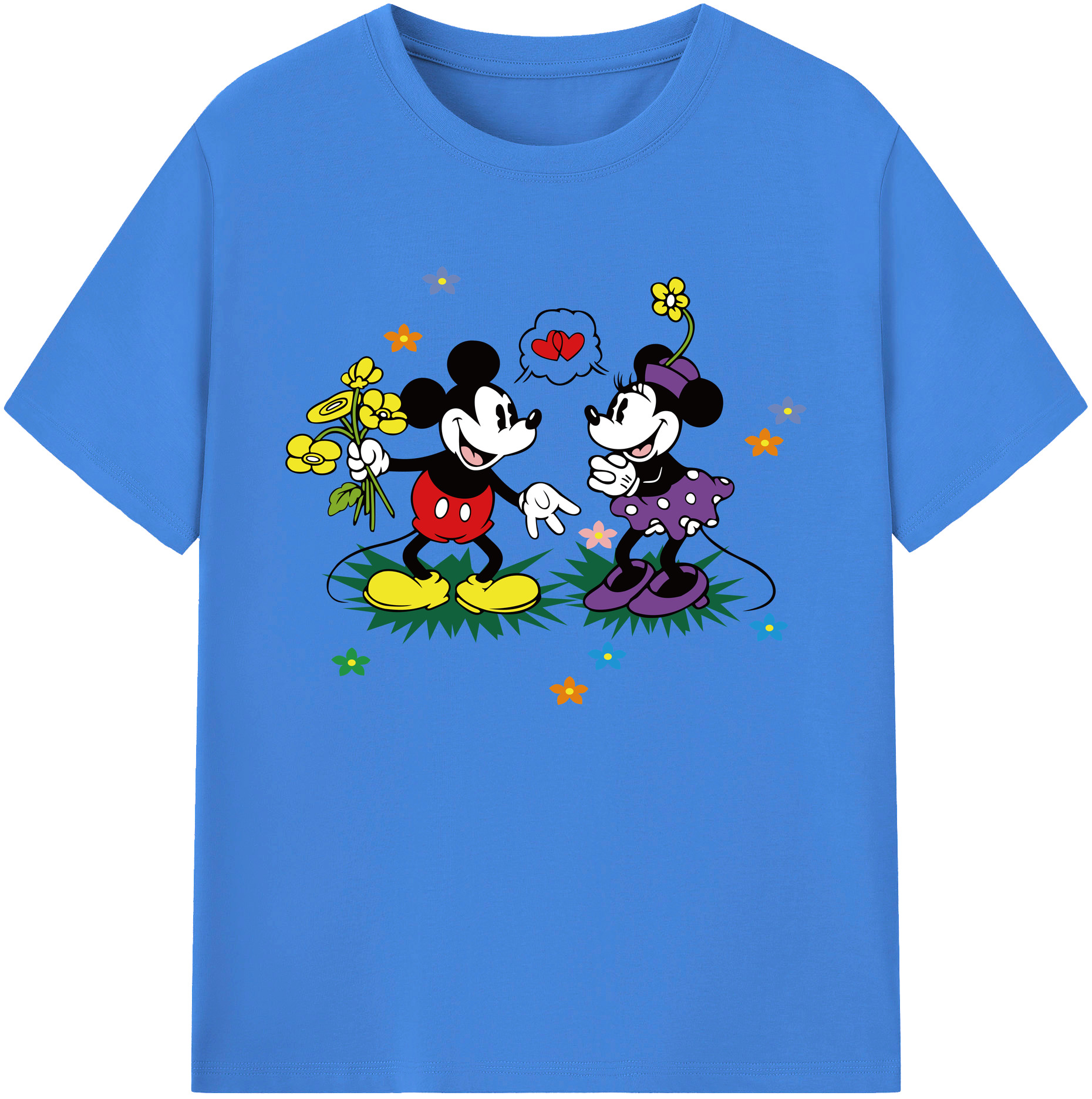 ミッキーマウス Mickey Mouse 綿100％ メンズ半袖Tシャツ｜肌触りやわらか＆通気性