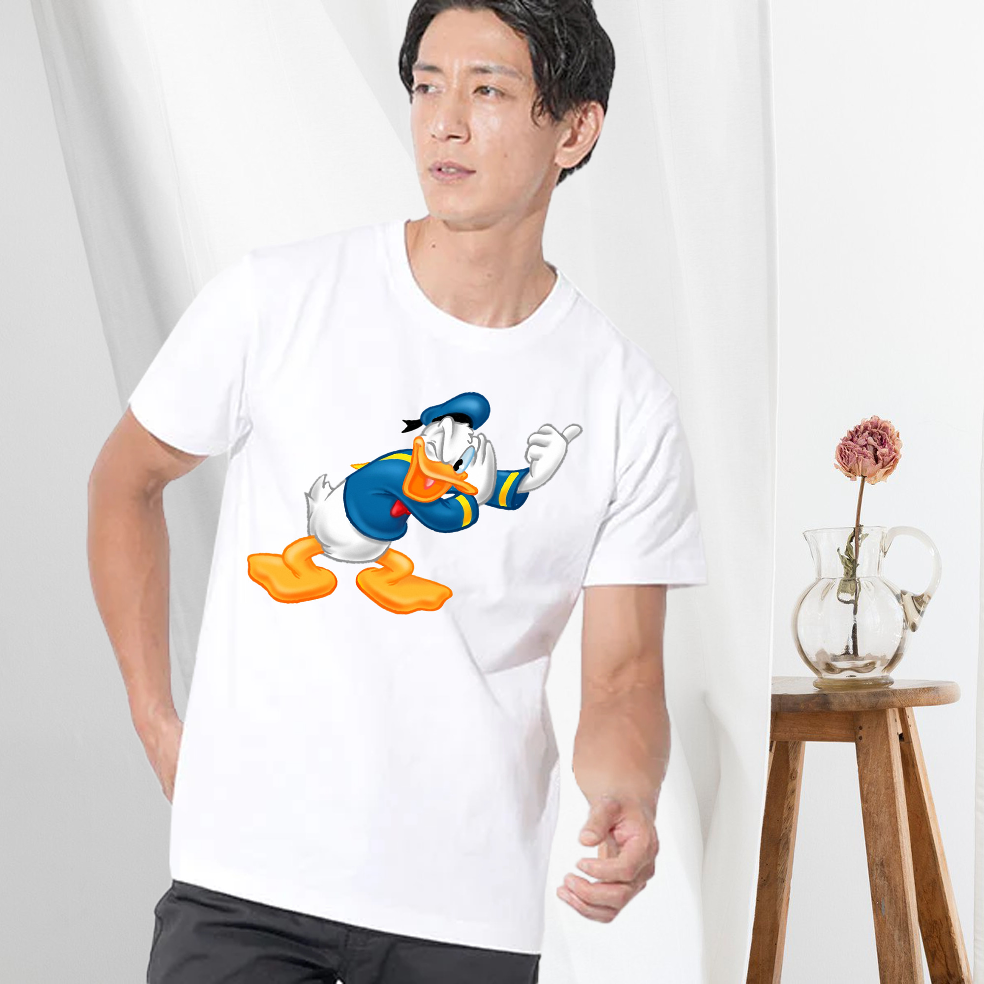 ミッキーマウス Mickey Mouse 綿100％ メンズ半袖Tシャツ｜肌触りやわらか＆通気性