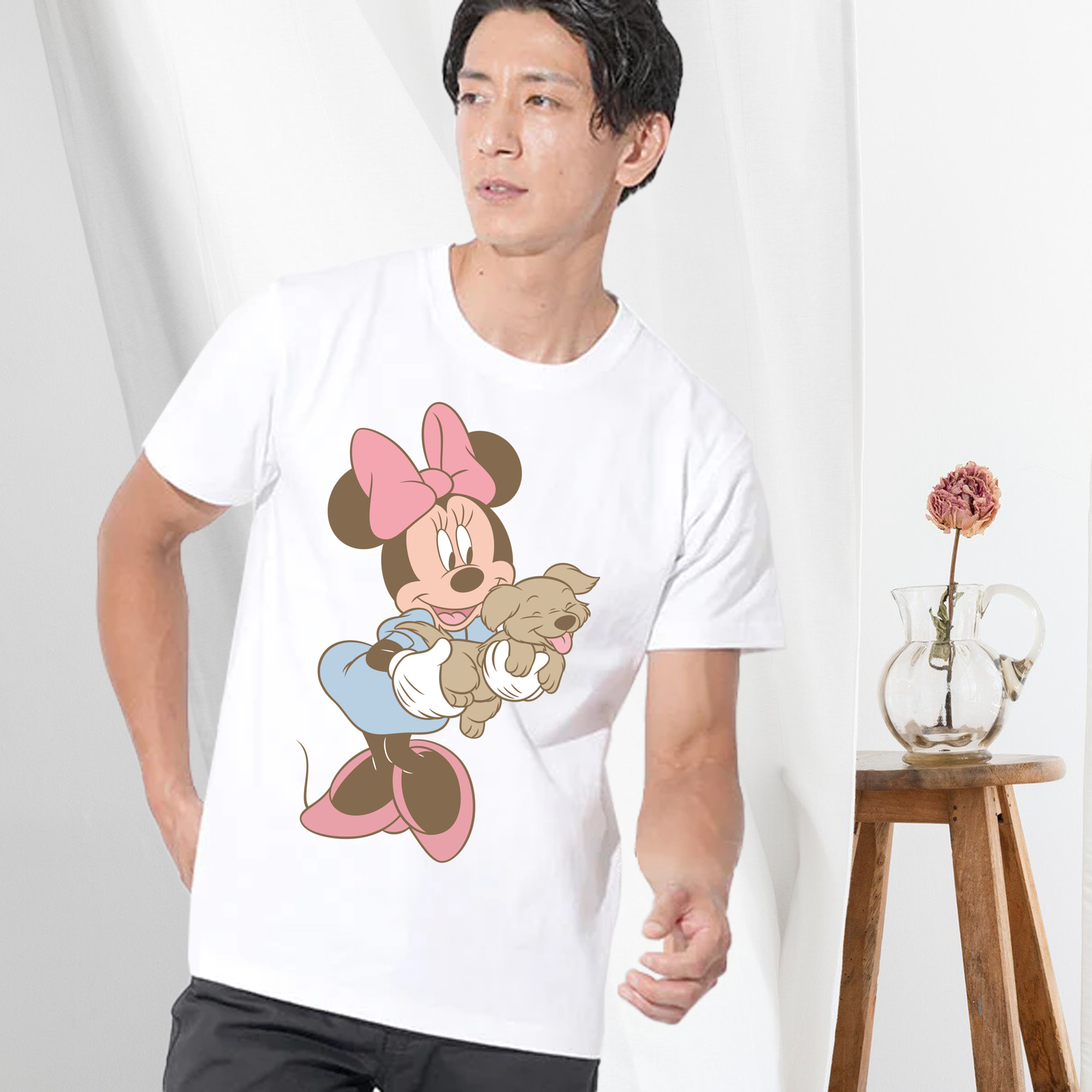 ミッキーマウス Mickey Mouse 綿100％ メンズ半袖Tシャツ｜肌触りやわらか＆通気性