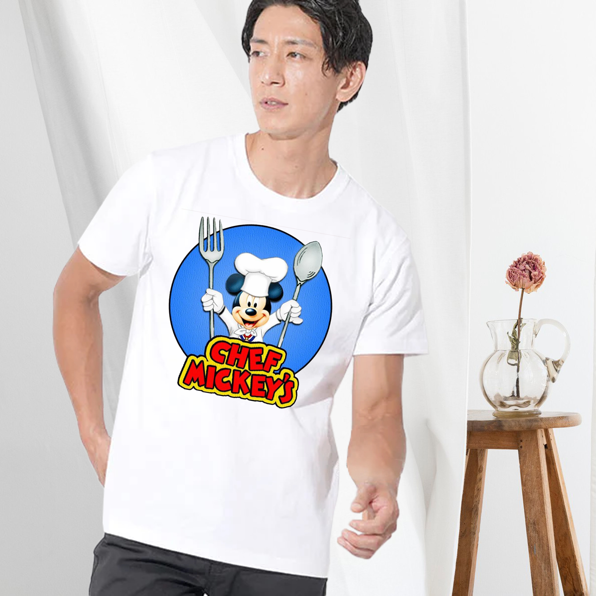 ミッキーマウス Mickey Mouse 綿100％ メンズ半袖Tシャツ｜肌触りやわらか＆通気性
