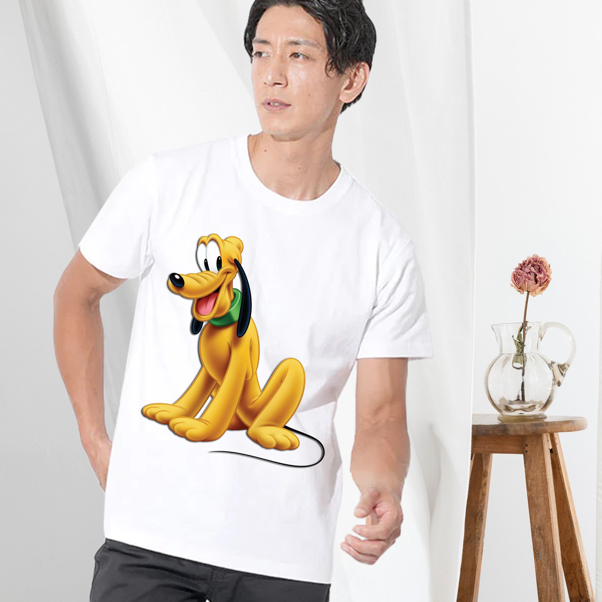 ミッキーマウス Mickey Mouse 綿100％ メンズ半袖Tシャツ｜肌触りやわらか＆通気性