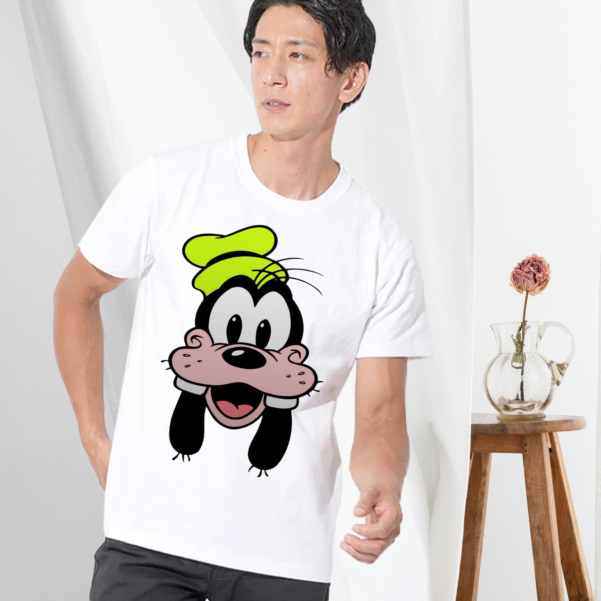 ミッキーマウス Mickey Mouse 綿100％ メンズ半袖Tシャツ｜肌触りやわらか＆通気性