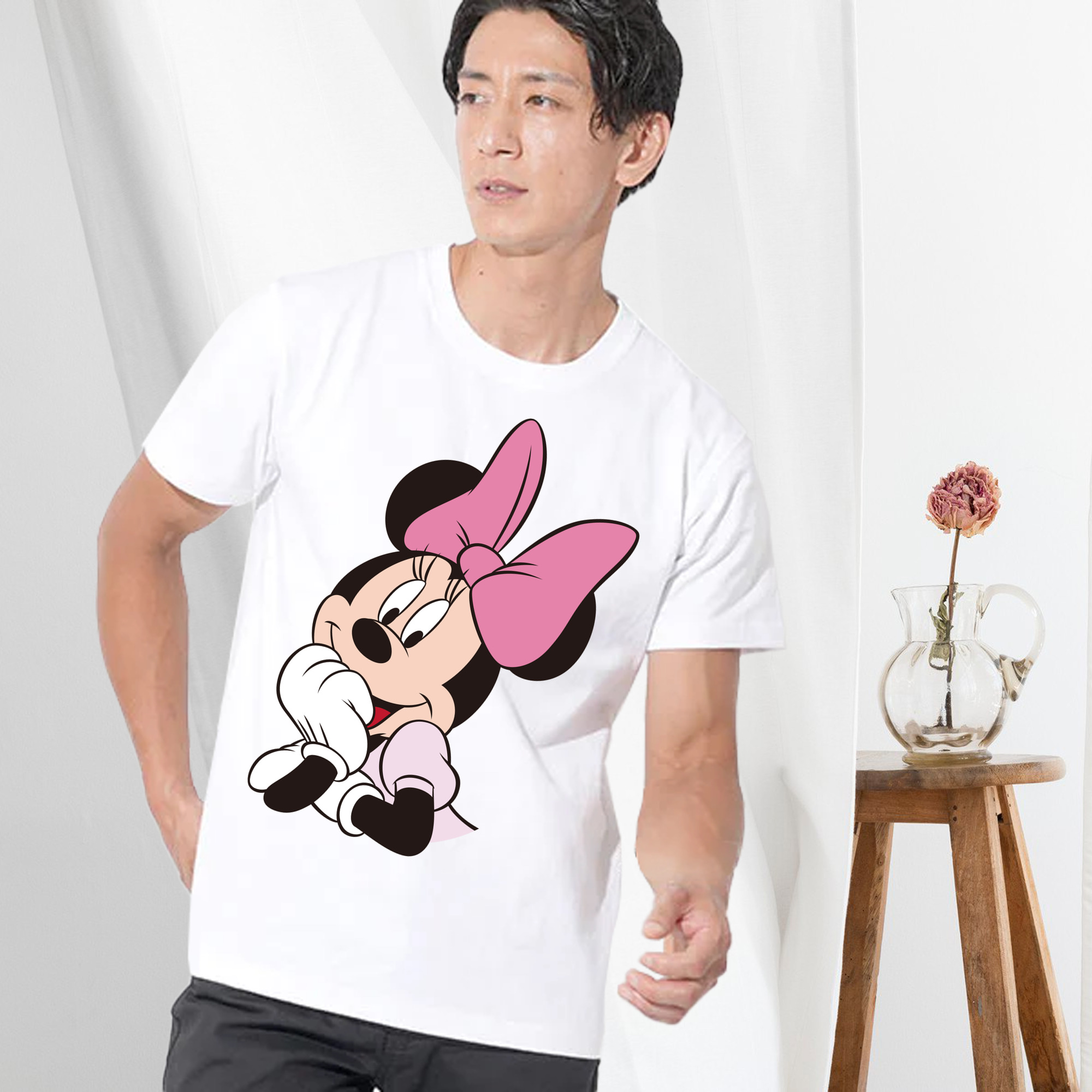 ミッキーマウス Mickey Mouse 綿100％ メンズ半袖Tシャツ｜肌触りやわらか＆通気性