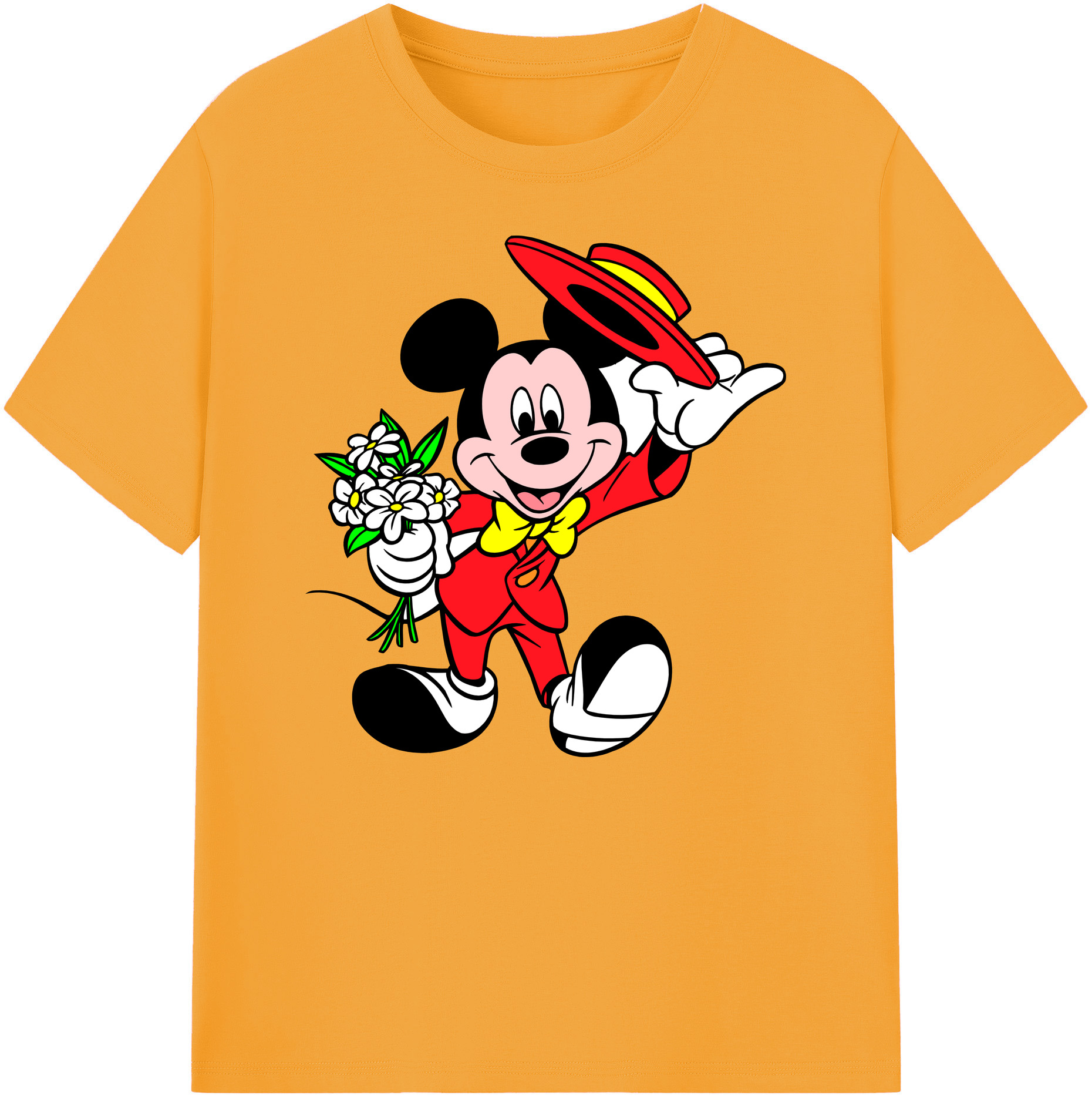 ミッキーマウス Mickey Mouse 綿100％ メンズ半袖Tシャツ｜肌触りやわらか＆通気性