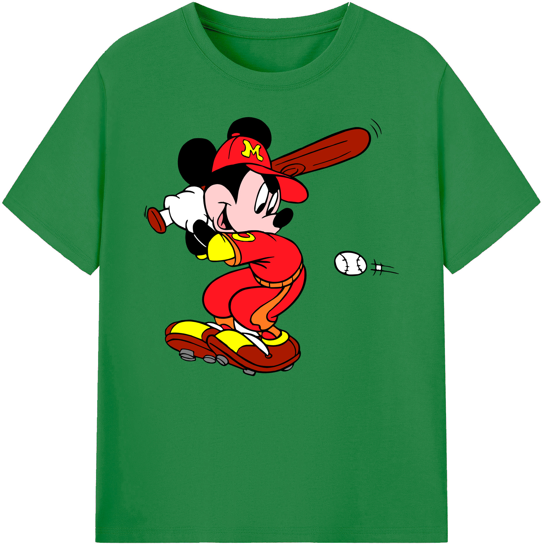 ミッキーマウス Mickey Mouse 綿100％ メンズ半袖Tシャツ｜肌触りやわらか＆通気性