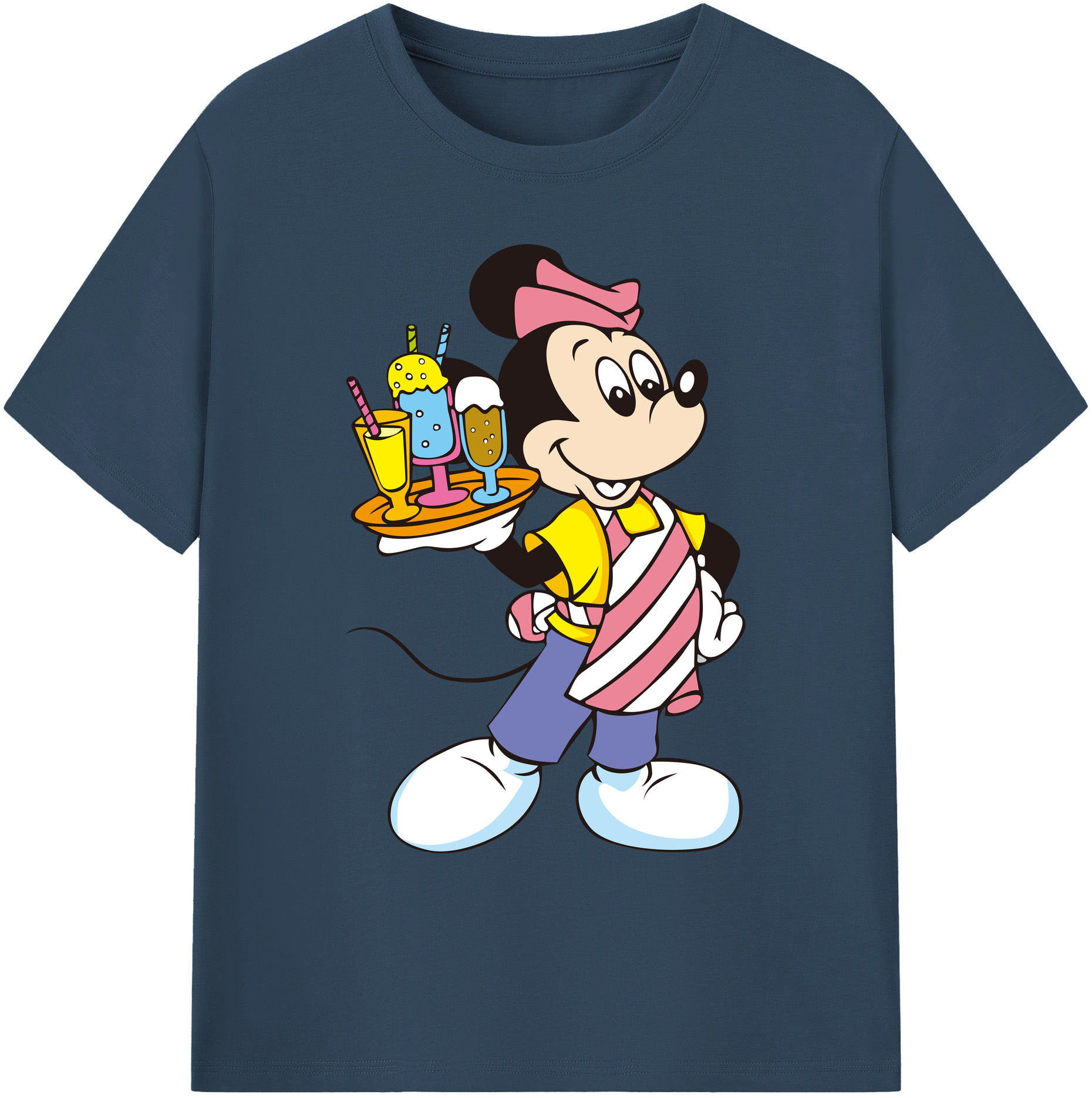 ミッキーマウス Mickey Mouse 綿100％ メンズ半袖Tシャツ｜肌触りやわらか＆通気性