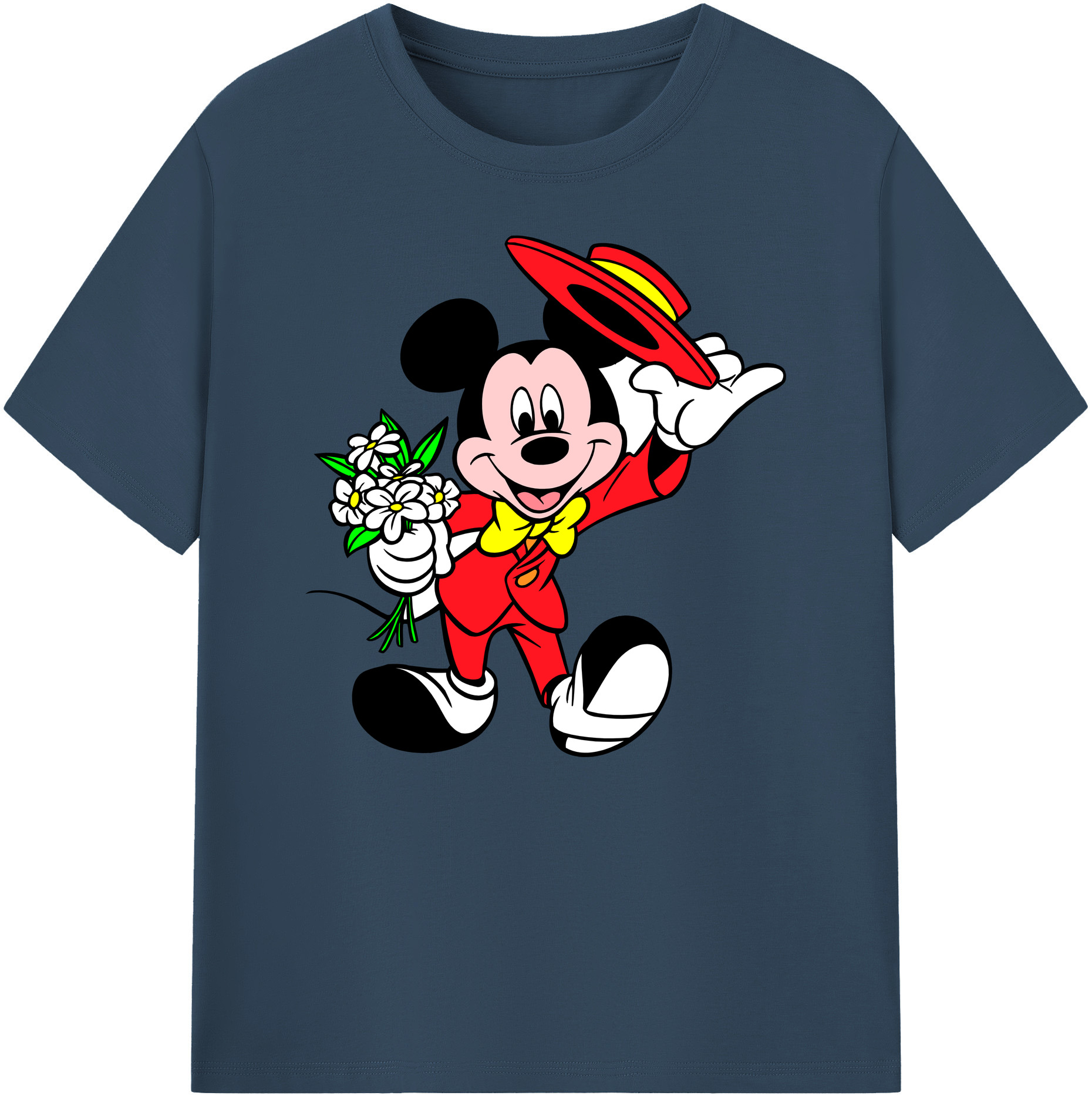 ミッキーマウス Mickey Mouse 綿100％ メンズ半袖Tシャツ｜肌触りやわらか＆通気性