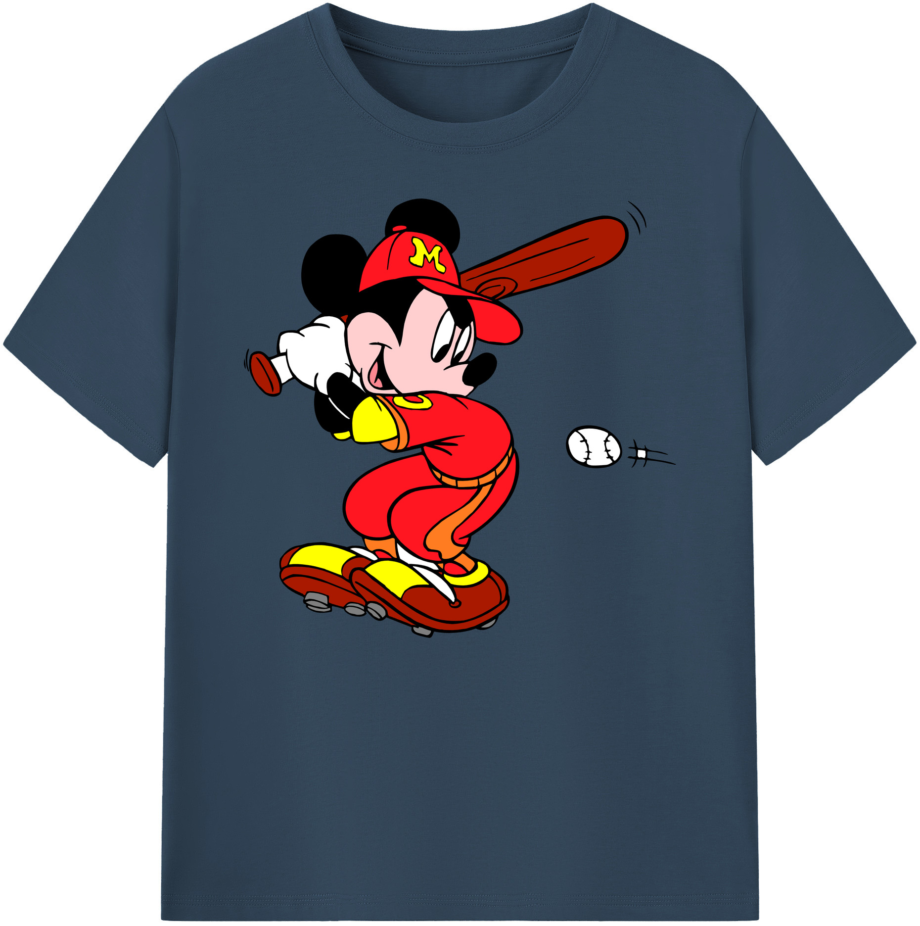 ミッキーマウス Mickey Mouse 綿100％ メンズ半袖Tシャツ｜肌触りやわらか＆通気性