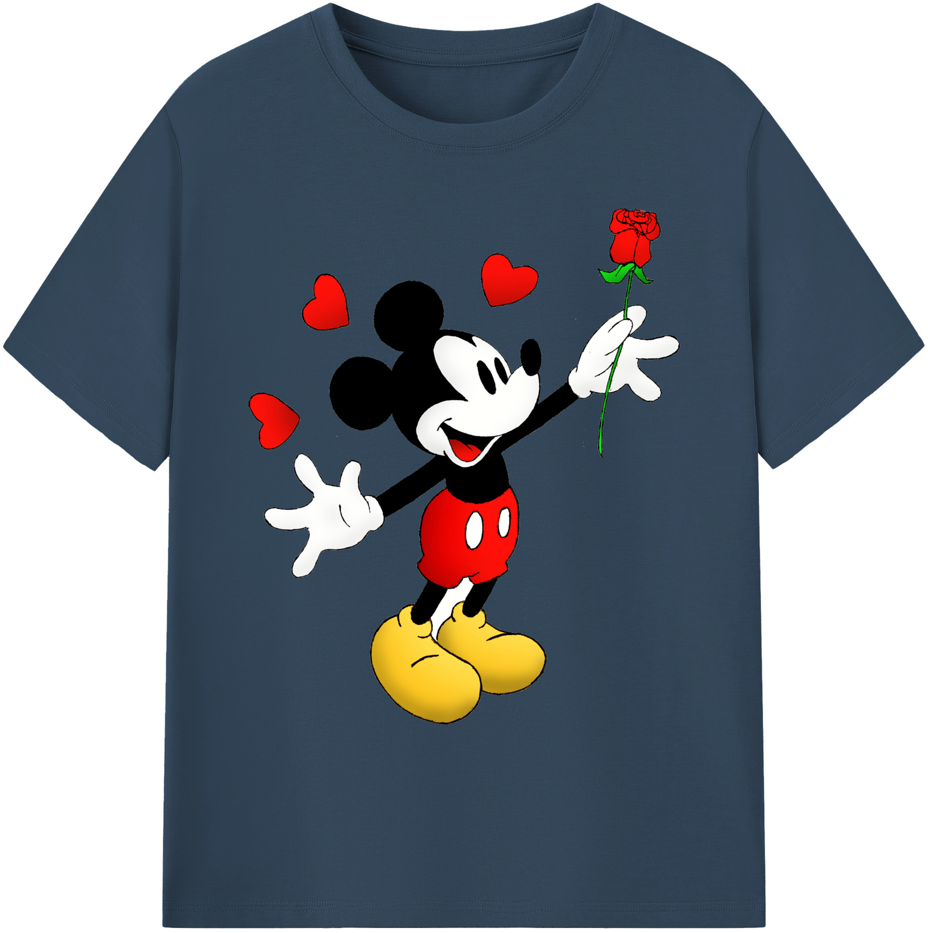 ミッキーマウス Mickey Mouse 綿100％ メンズ半袖Tシャツ｜肌触りやわらか＆通気性