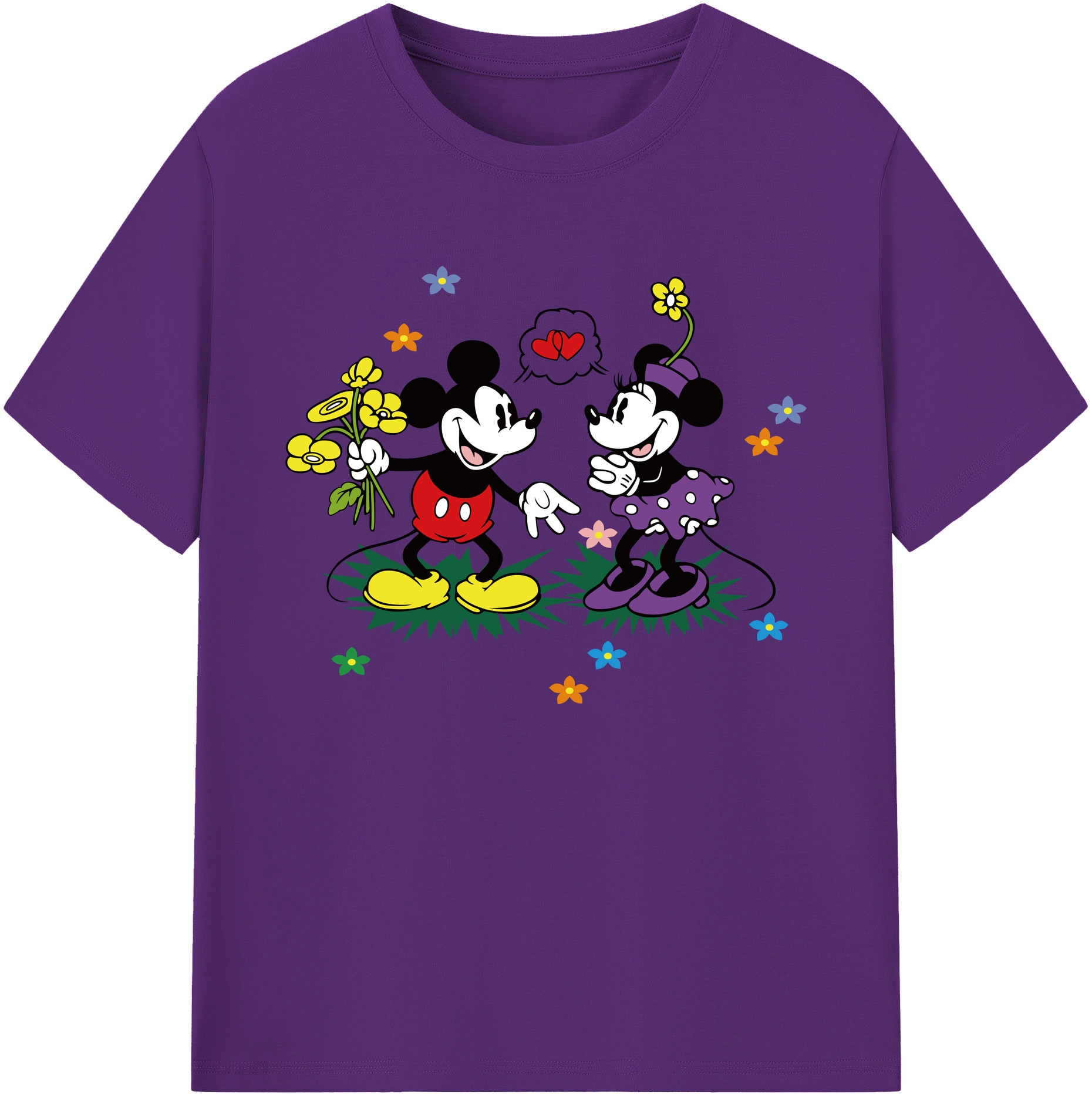 ミッキーマウス Mickey Mouse 綿100％ メンズ半袖Tシャツ｜肌触りやわらか＆通気性