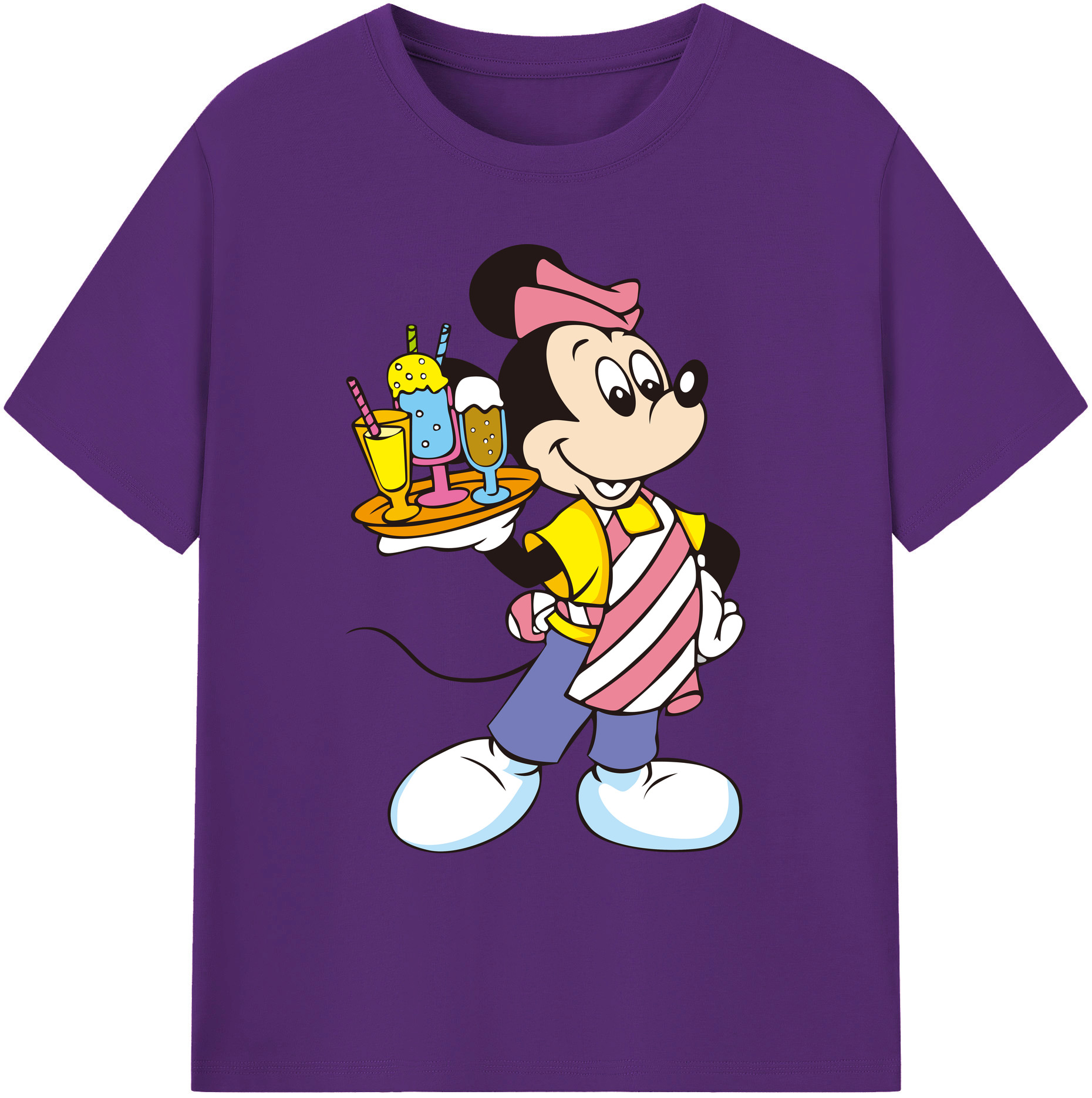 ミッキーマウス Mickey Mouse 綿100％ メンズ半袖Tシャツ｜肌触りやわらか＆通気性