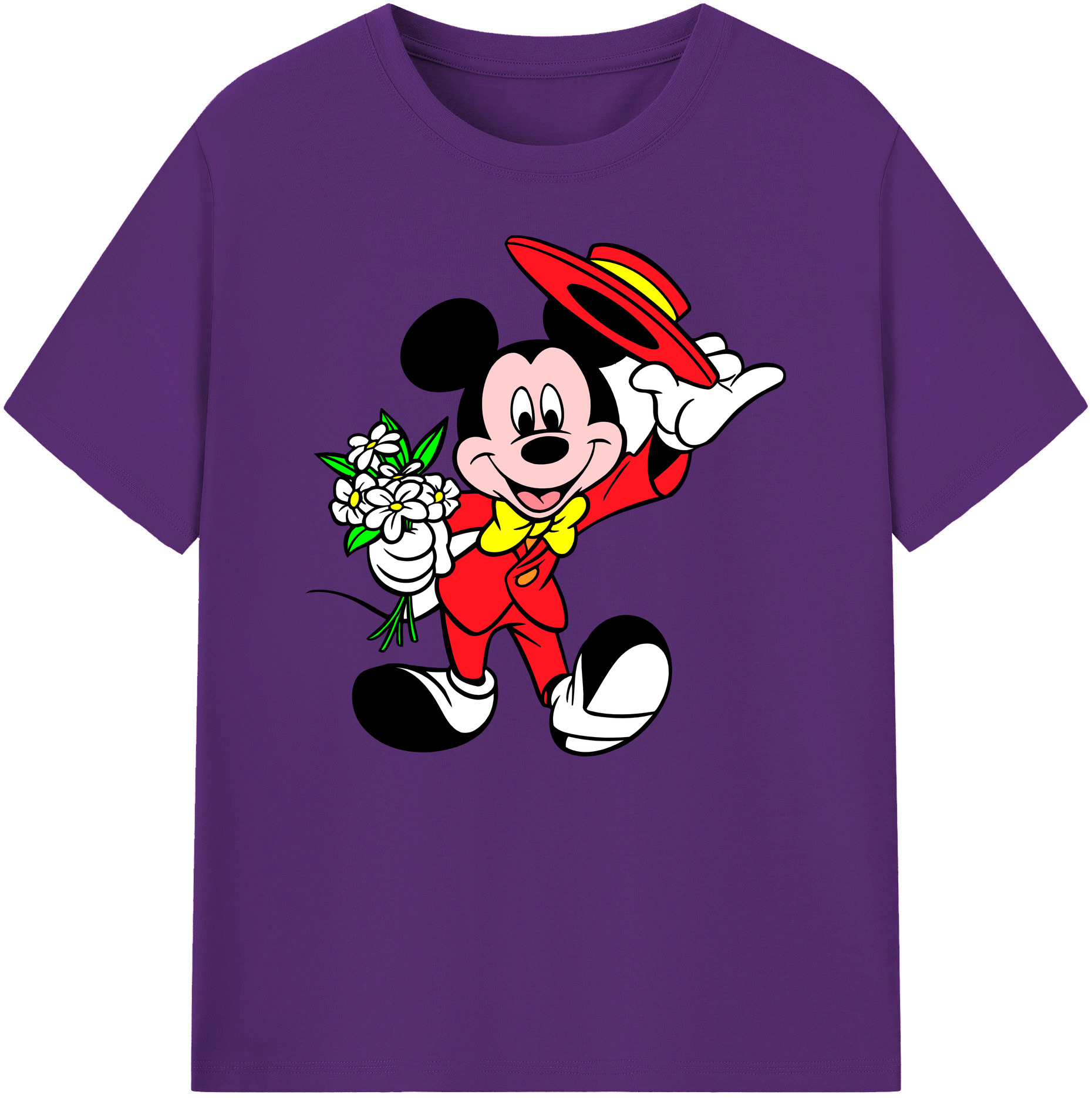ミッキーマウス Mickey Mouse 綿100％ メンズ半袖Tシャツ｜肌触りやわらか＆通気性