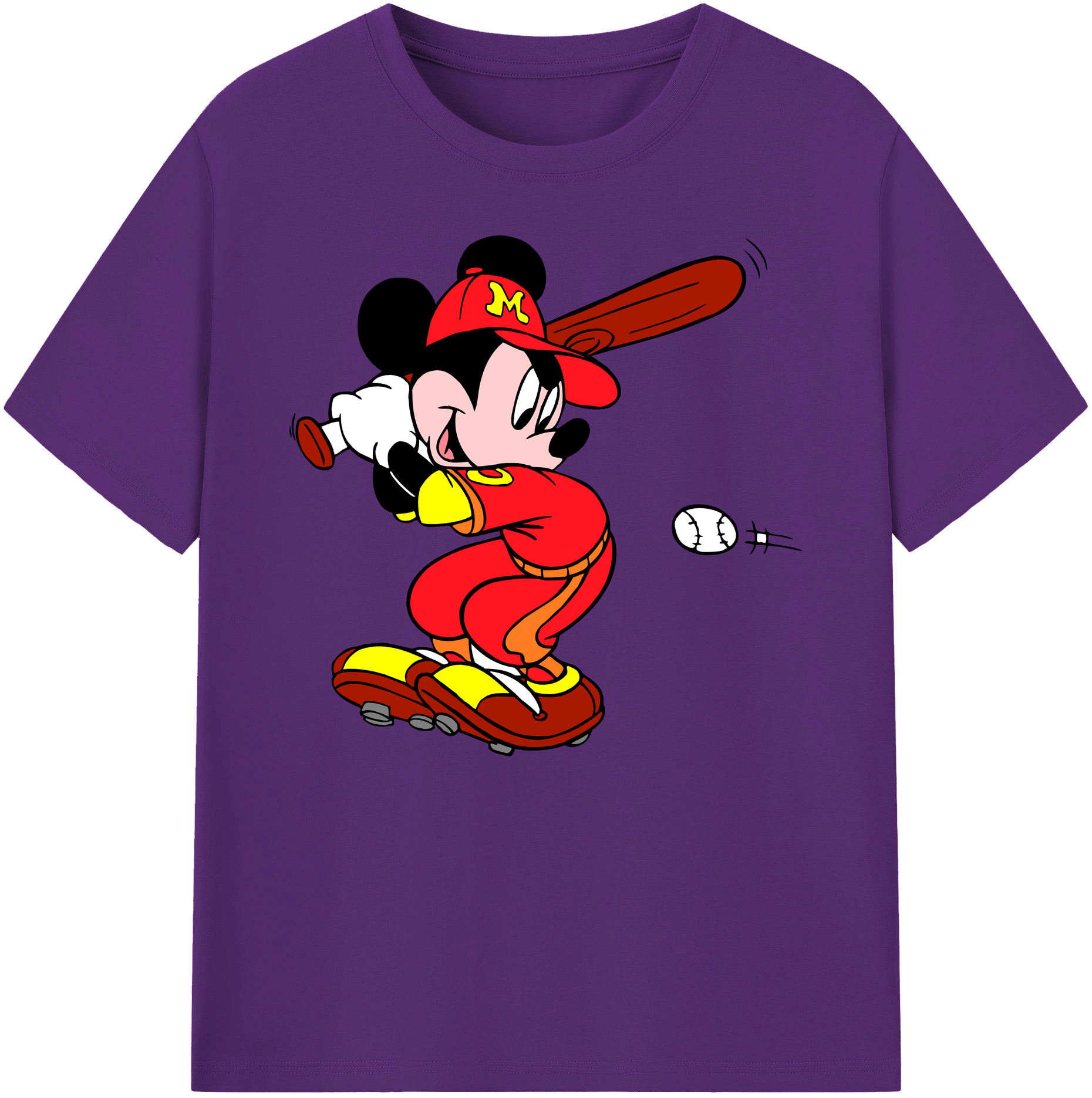ミッキーマウス Mickey Mouse 綿100％ メンズ半袖Tシャツ｜肌触りやわらか＆通気性