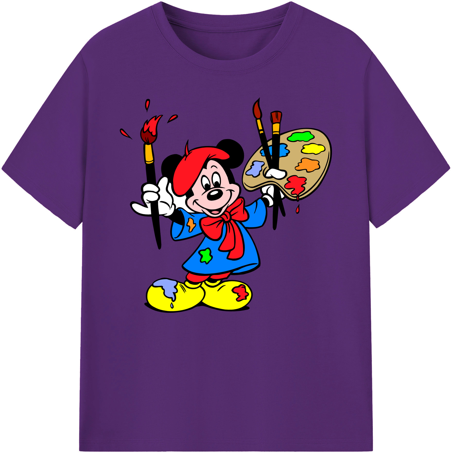 ミッキーマウス Mickey Mouse 綿100％ メンズ半袖Tシャツ｜肌触りやわらか＆通気性