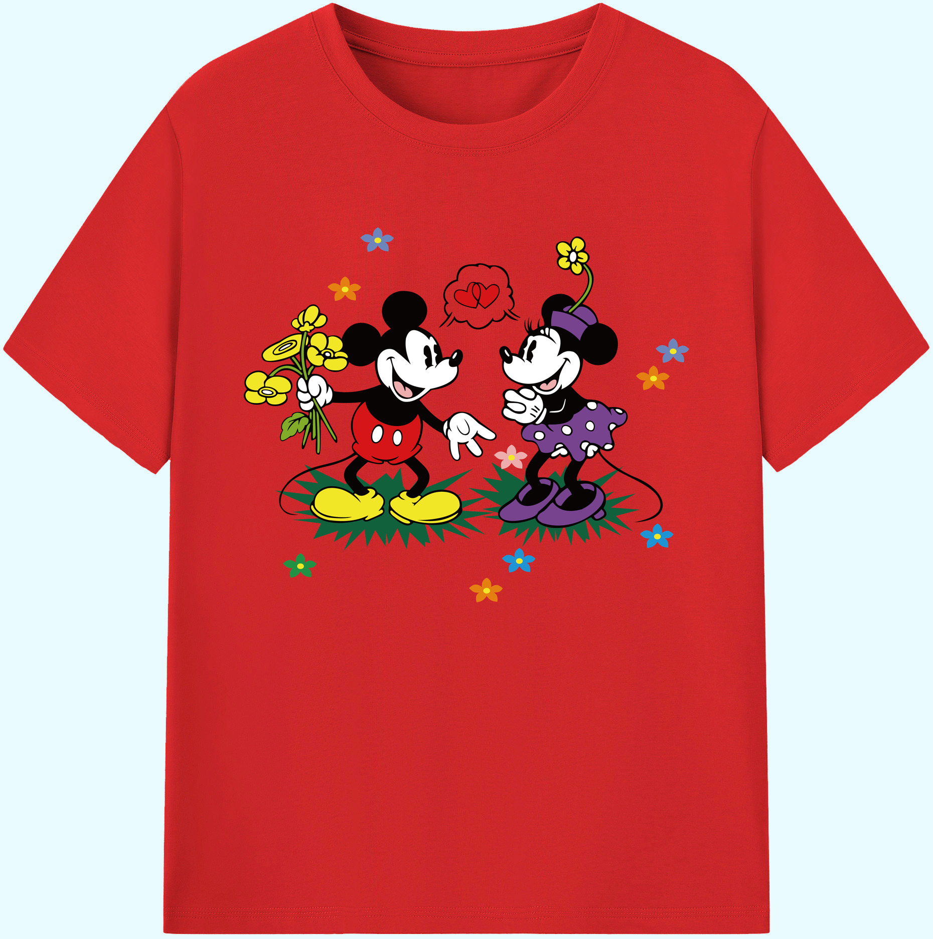 ミッキーマウス Mickey Mouse 綿100％ メンズ半袖Tシャツ｜肌触りやわらか＆通気性
