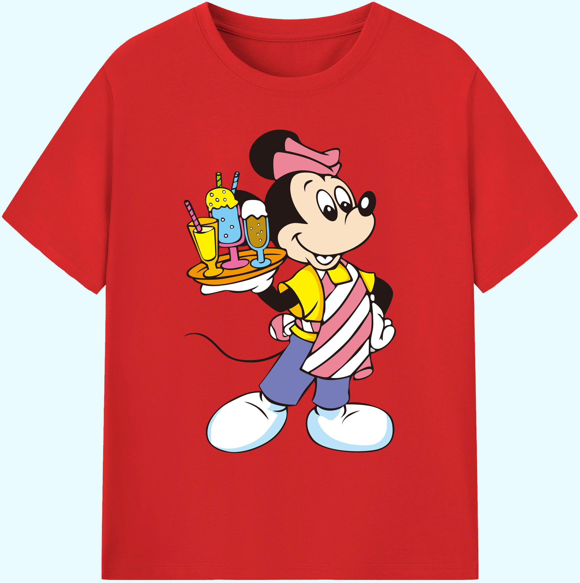 ミッキーマウス Mickey Mouse 綿100％ メンズ半袖Tシャツ｜肌触りやわらか＆通気性