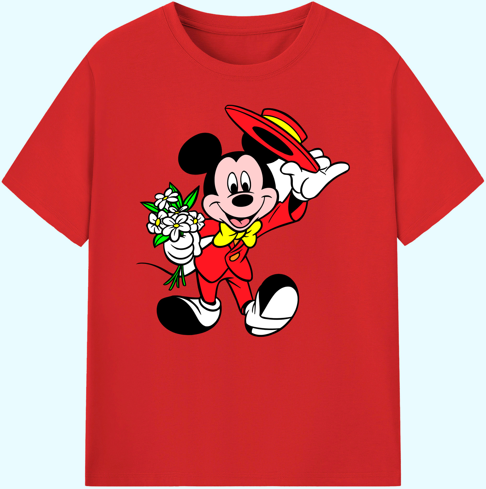ミッキーマウス Mickey Mouse 綿100％ メンズ半袖Tシャツ｜肌触りやわらか＆通気性