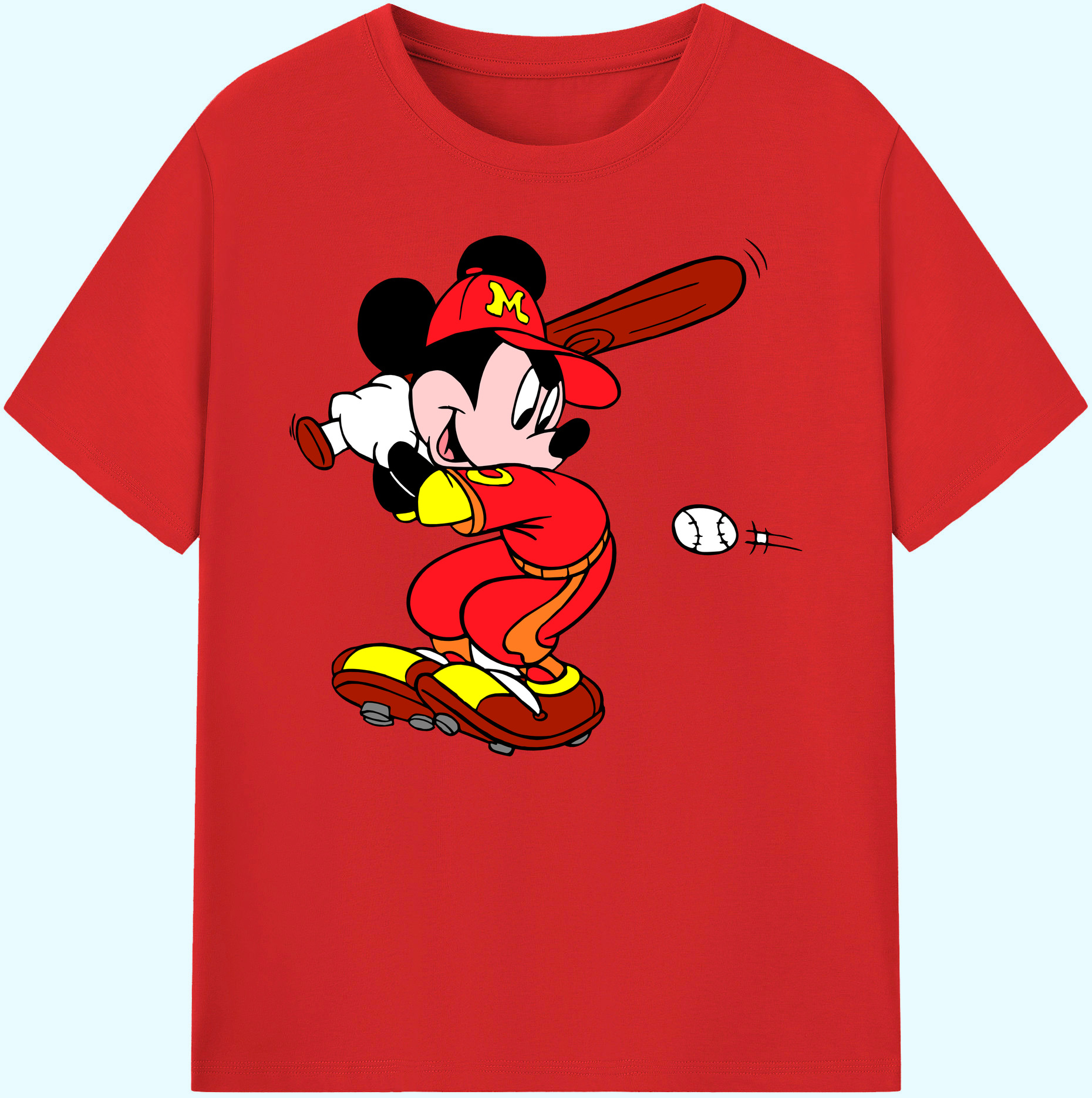 ミッキーマウス Mickey Mouse 綿100％ メンズ半袖Tシャツ｜肌触りやわらか＆通気性