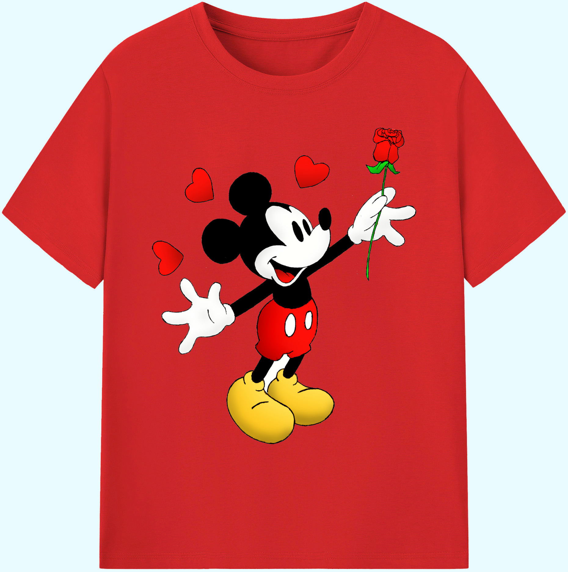 ミッキーマウス Mickey Mouse 綿100％ メンズ半袖Tシャツ｜肌触りやわらか＆通気性