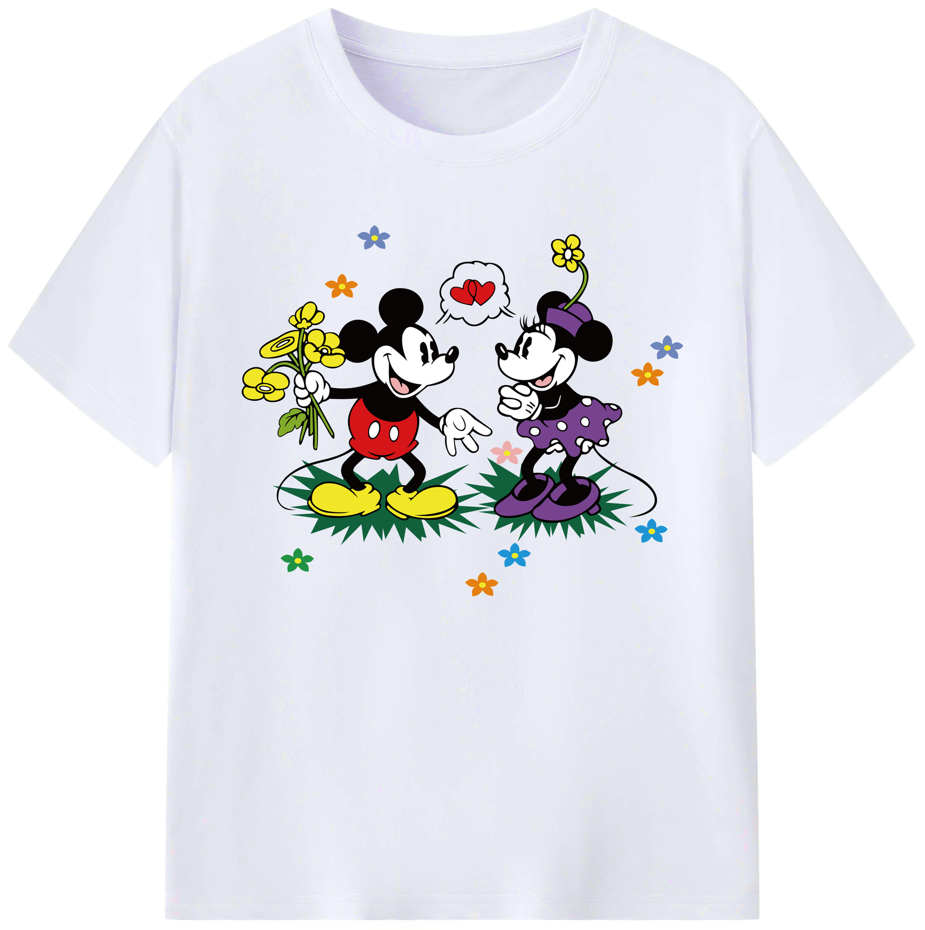 ミッキーマウス Mickey Mouse 綿100％ メンズ半袖Tシャツ｜肌触りやわらか＆通気性