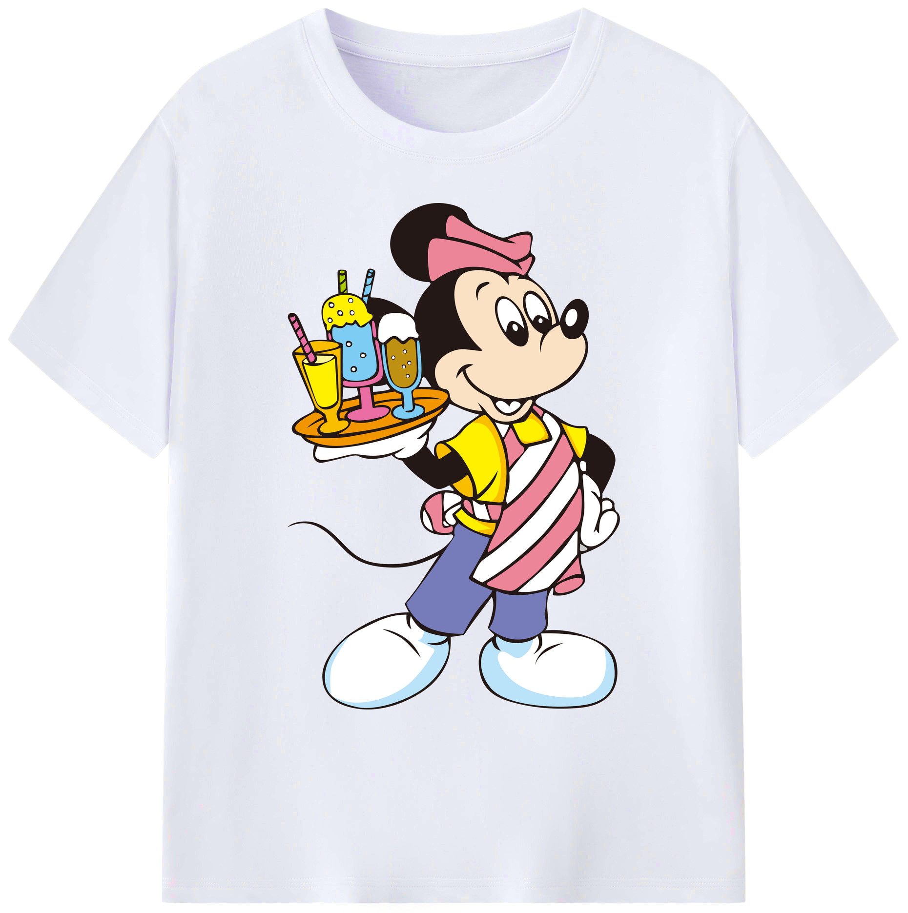 ミッキーマウス Mickey Mouse 綿100％ メンズ半袖Tシャツ｜肌触りやわらか＆通気性