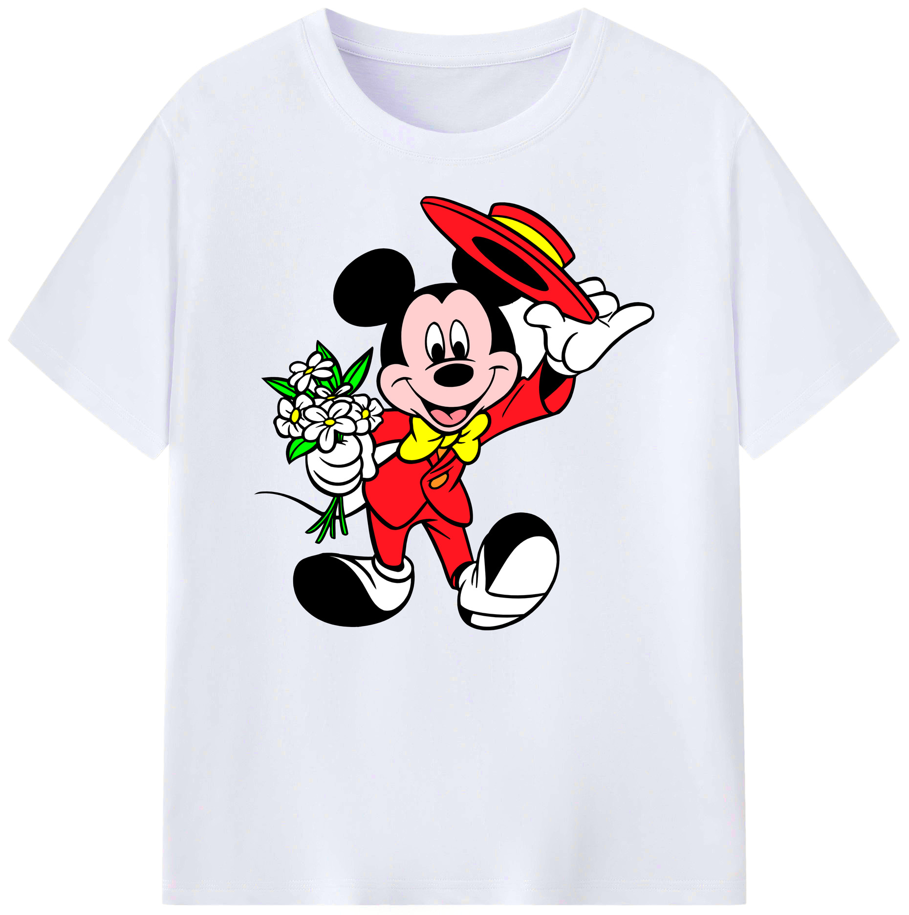 ミッキーマウス Mickey Mouse 綿100％ メンズ半袖Tシャツ｜肌触りやわらか＆通気性