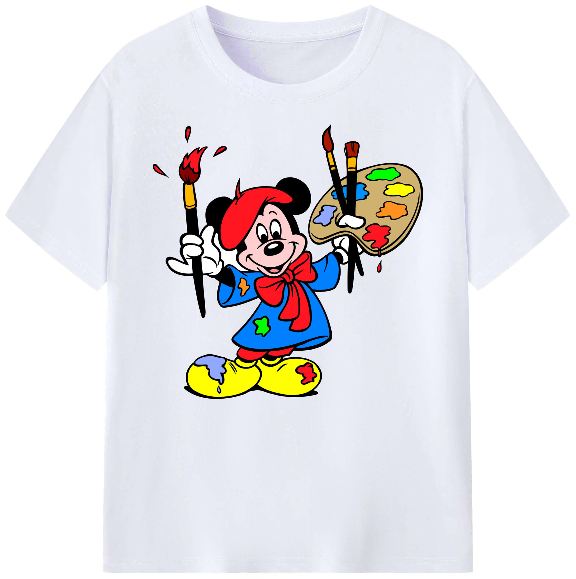 ミッキーマウス Mickey Mouse 綿100％ メンズ半袖Tシャツ｜肌触りやわらか＆通気性