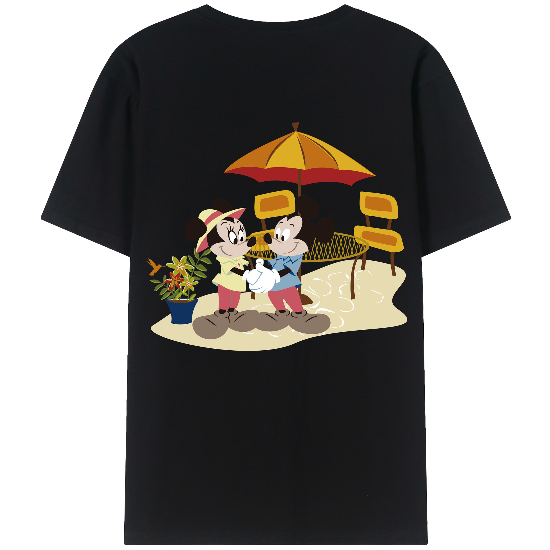 （画像用） ミッキーマウス Mickey Mouse レディース半袖Tシャツ(バックプリント)