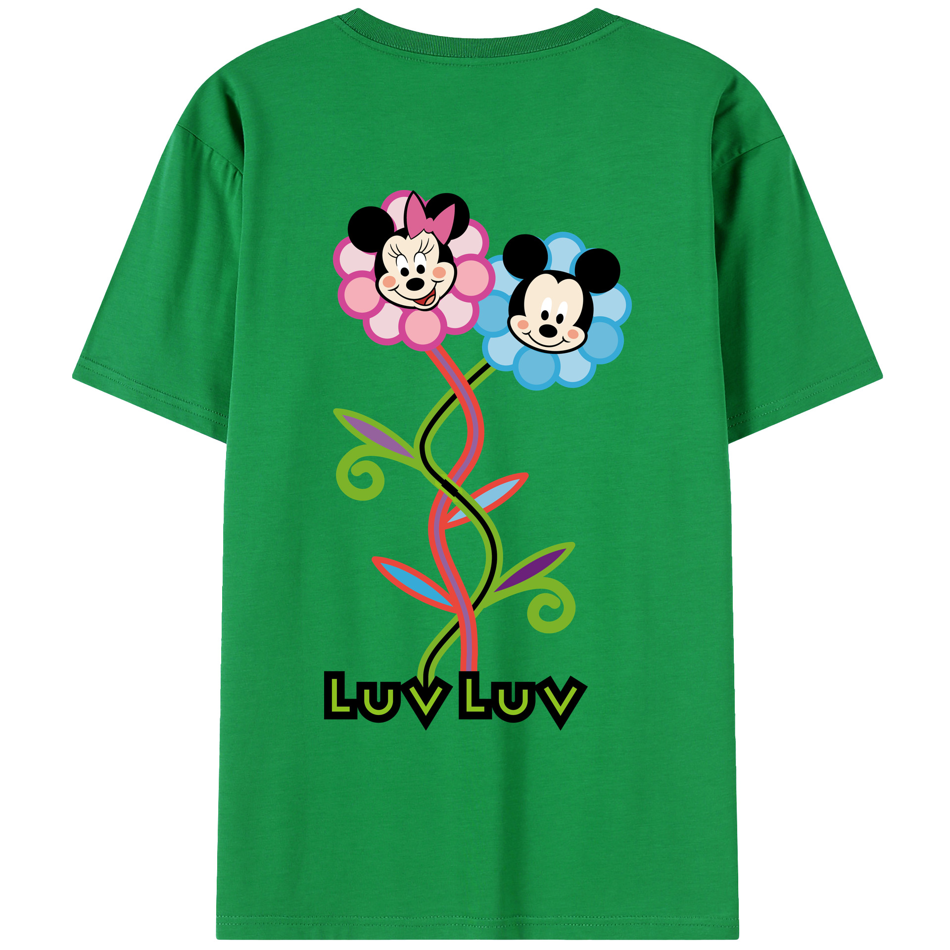 （画像用） ミッキーマウス Mickey Mouse レディース半袖Tシャツ(バックプリント)