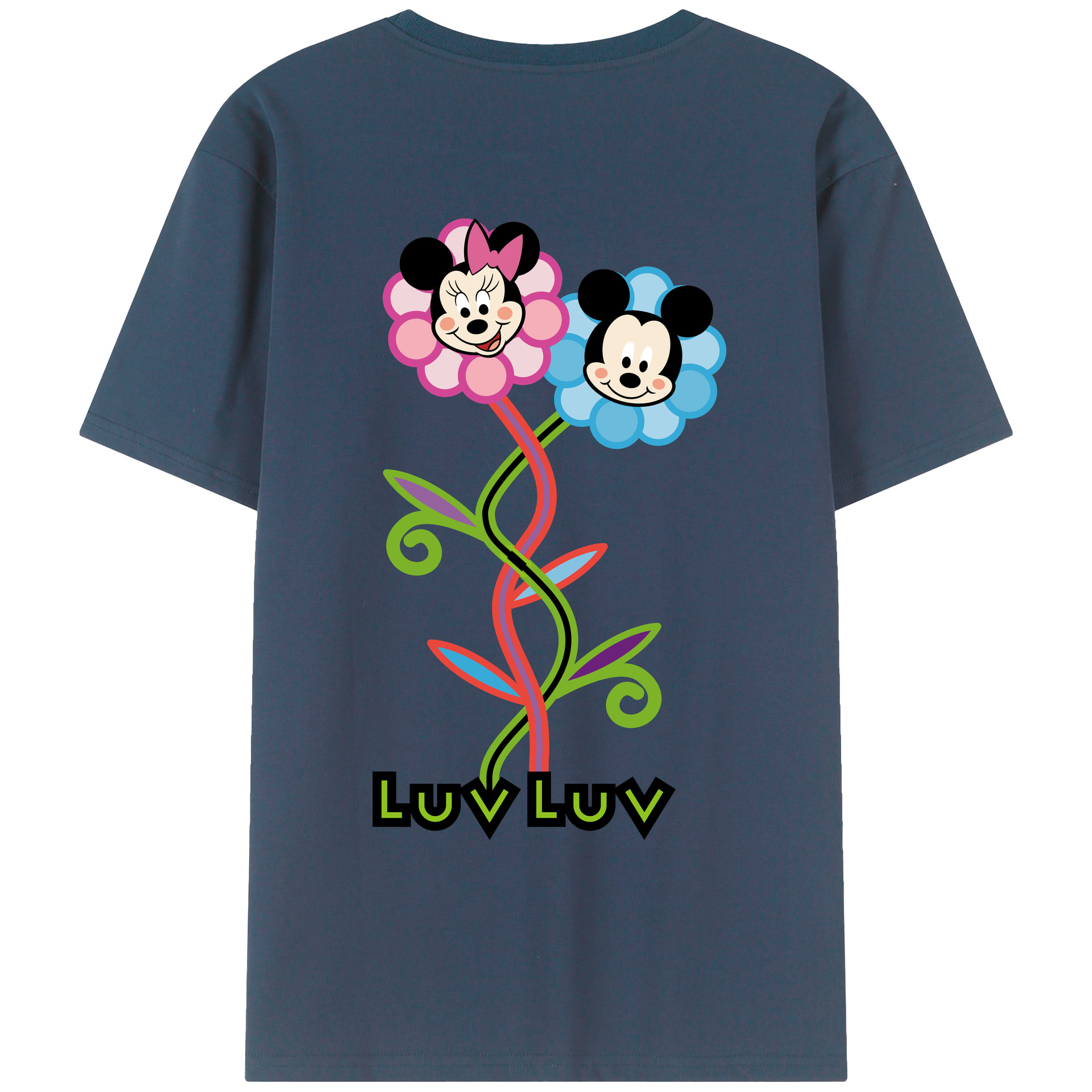 （画像用） ミッキーマウス Mickey Mouse レディース半袖Tシャツ(バックプリント)