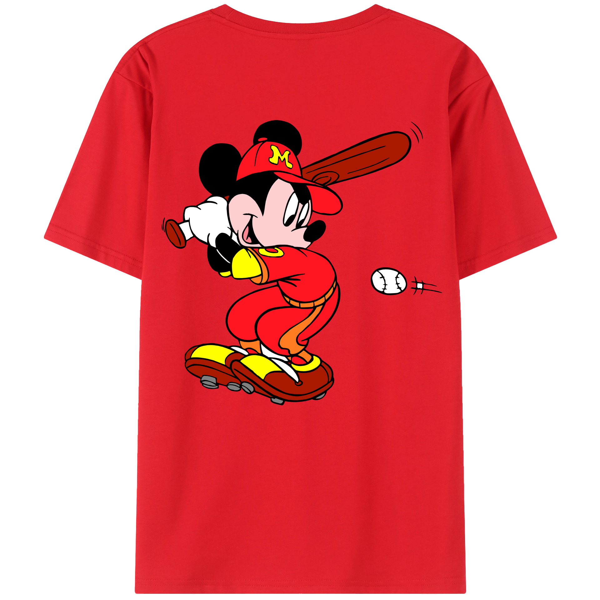 （画像用） ミッキーマウス Mickey Mouse レディース半袖Tシャツ(バックプリント)
