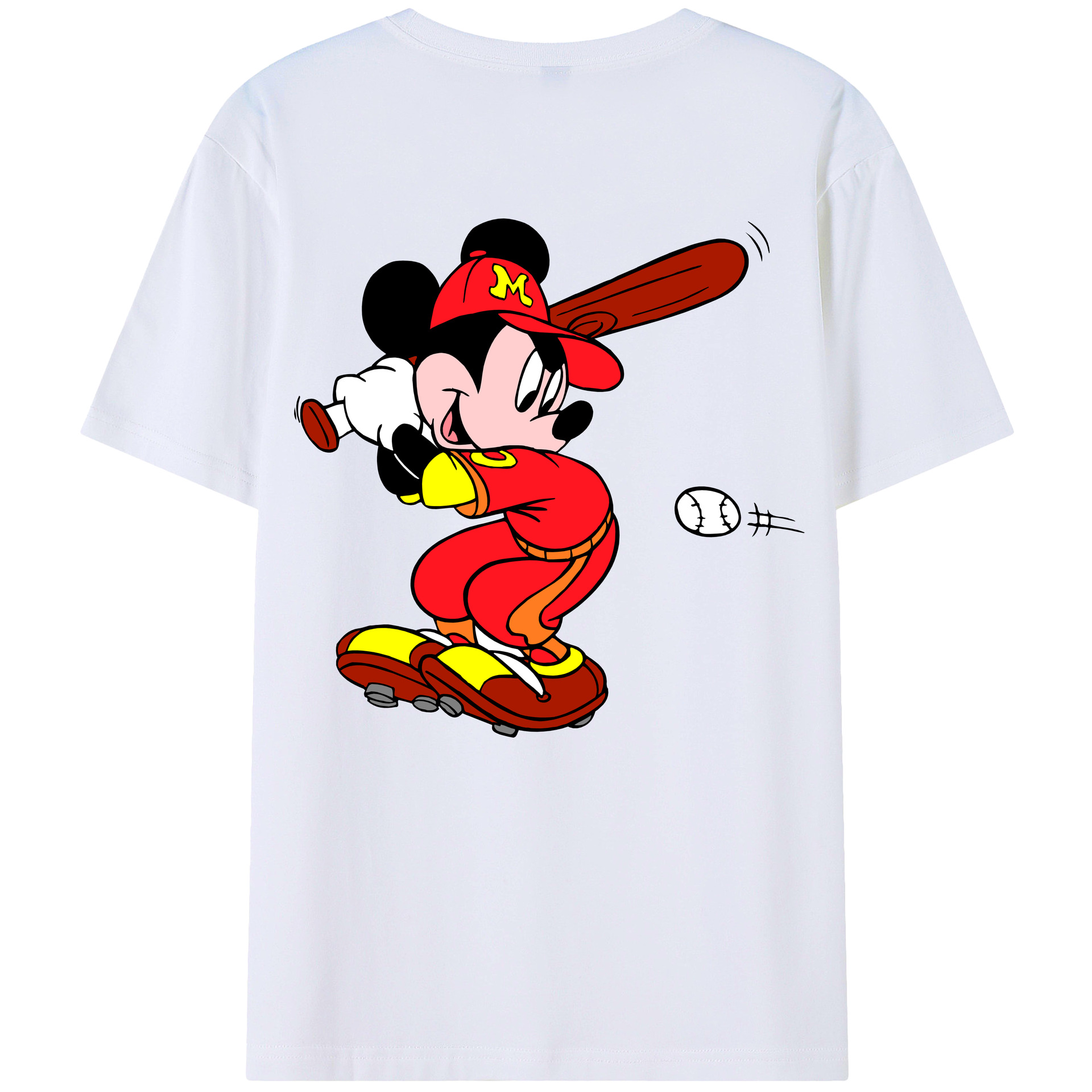 （画像用） ミッキーマウス Mickey Mouse レディース半袖Tシャツ(バックプリント)