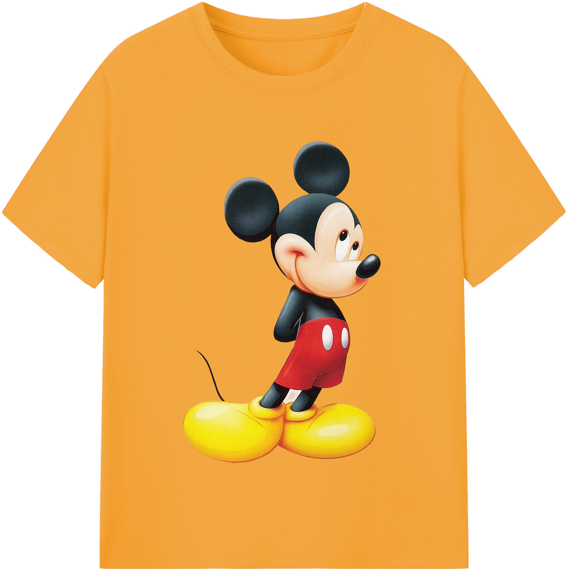 （画像用） ミッキーマウス Mickey Mouse レディースカジュアルプリントTシャツ（綿100％）