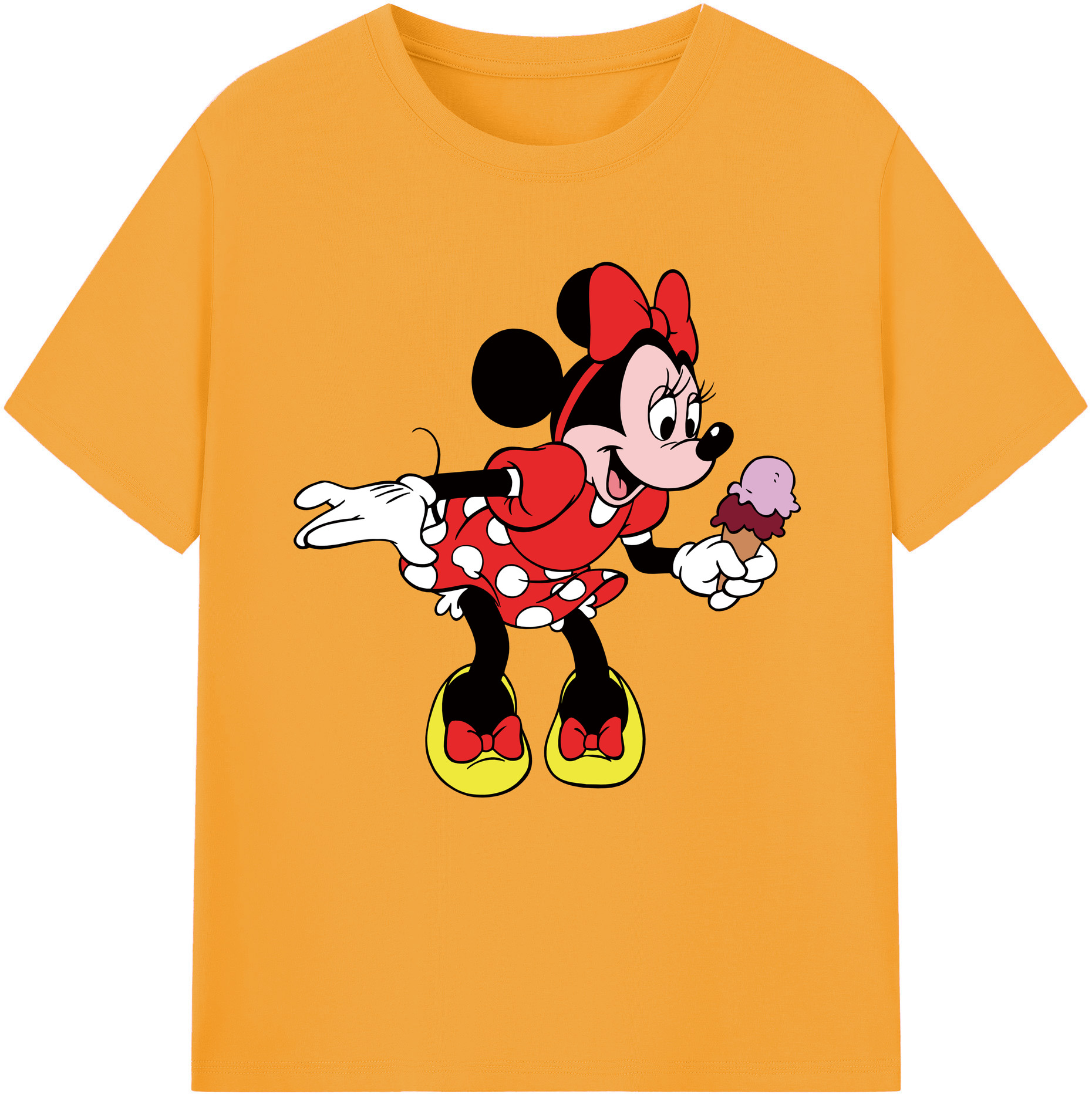 （画像用） ミッキーマウス Mickey Mouse レディースカジュアルプリントTシャツ（綿100％）